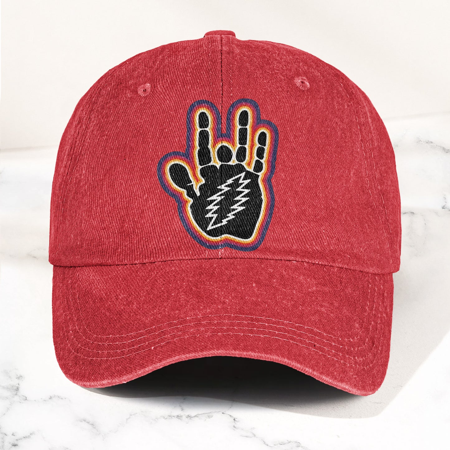 Grateful Dead Jerry Garcia Hand With Lightning Bolt Denim Cap – Retro Vintage Dad Cap Gift For Dad (With Box)