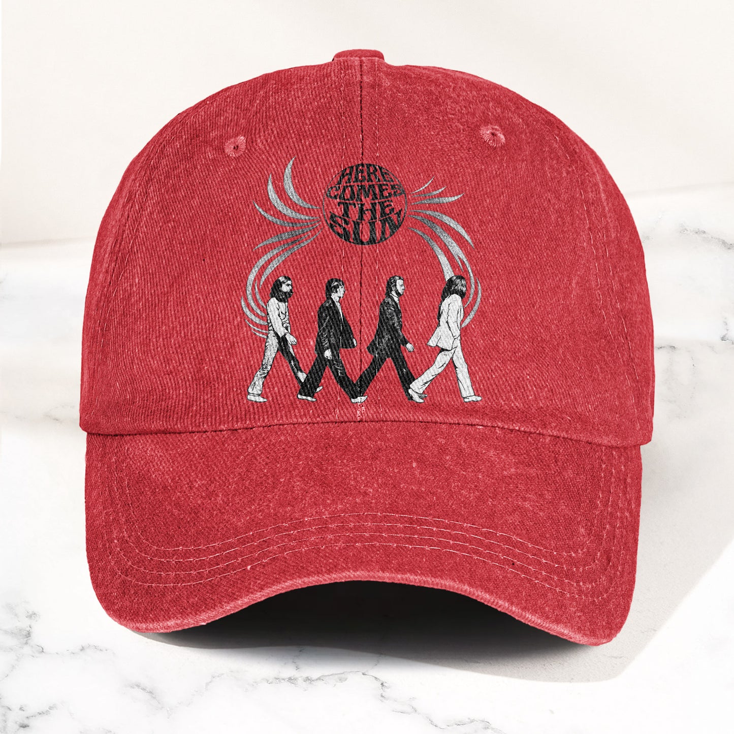 The Beatles Here Comes the Sun Denim Cap – Retro Rock Music Fan Cap Gift For Dad (With Box)