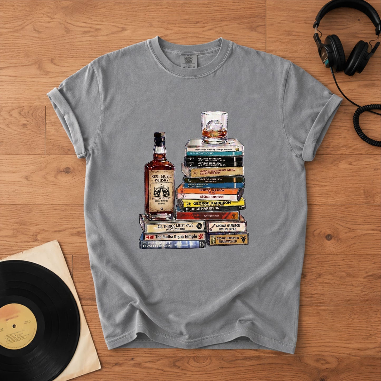 George Harrison Cassette Collection T-Shirt – Retro Music The Beatles Band Merch Tee