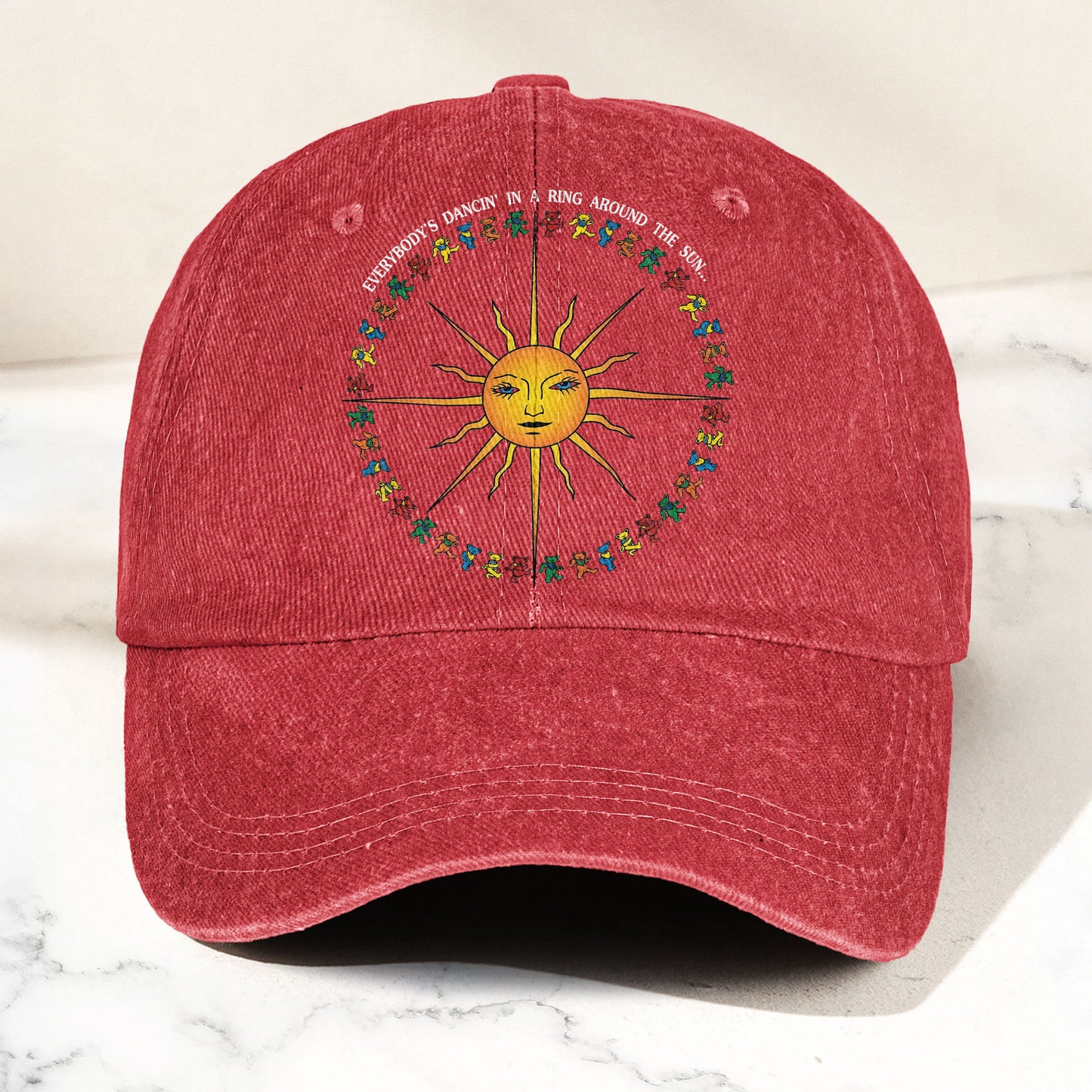 Grateful Dead Denim Cap – Sun & Dancing Bears “Ring Around the Sun” Dad Hat (With Box)