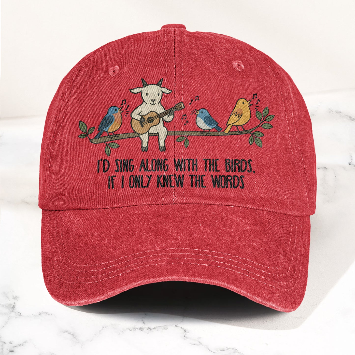 Billy Strings Gild the Lily Lyrics Goat Acoustic Guitar Cosmic Bluegrass Vintage Denim Cap – Retro Vintage Dad Cap Gift For Dad (With Box)