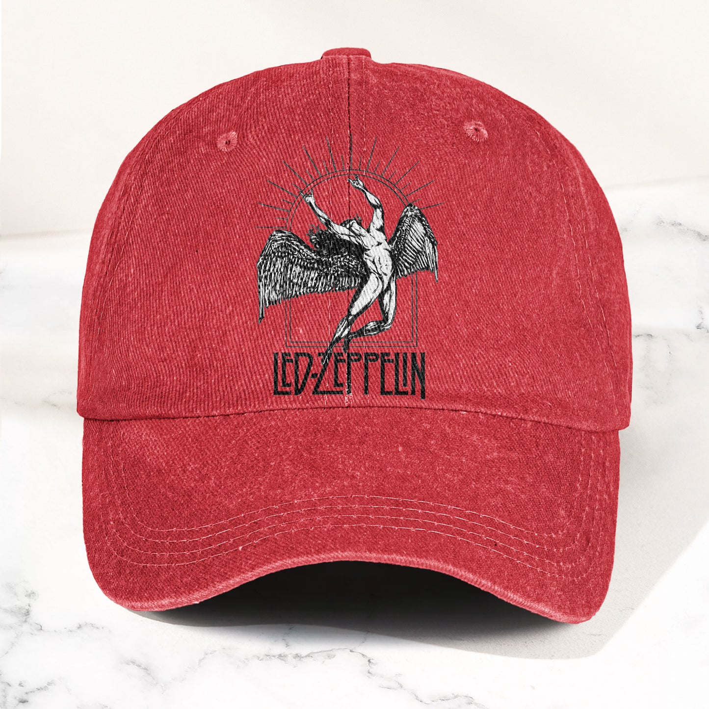Led Zeppelin Falling Icarus Denim Cap – Retro Vintage Rock Band Dad Cap Gift For Dad (With Box)