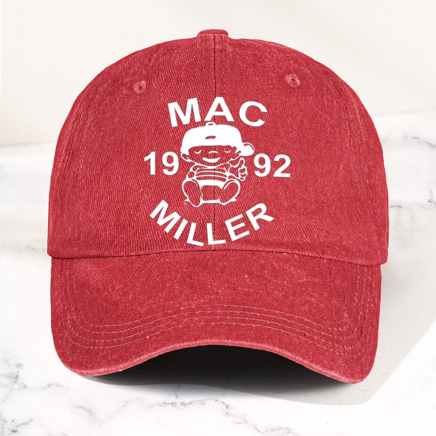 Mac Miller Denim Dad Cap – 1992 Baby Logo Tribute Design ( With BOX)