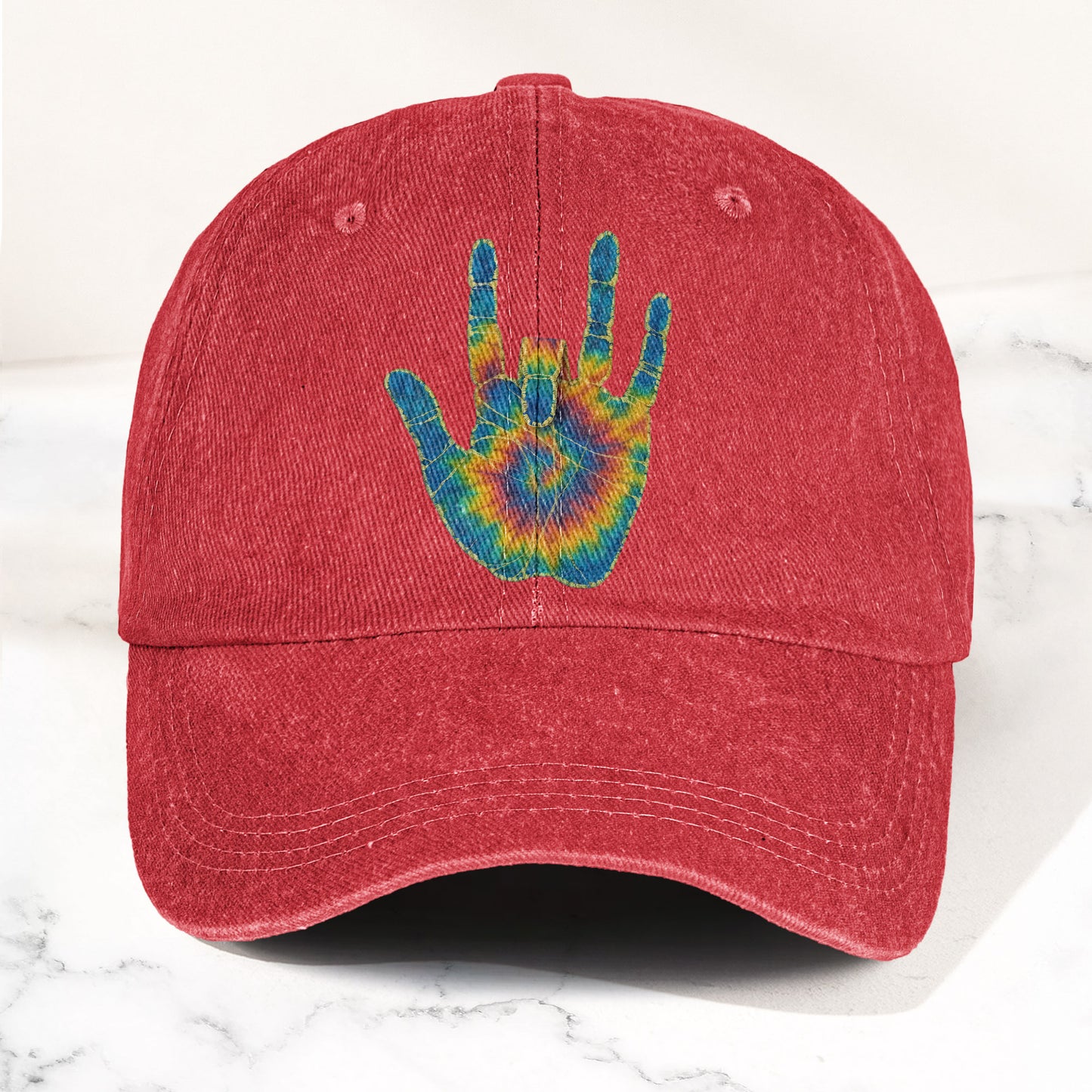 Jerry Garcia Handprint Tie Dye Denim Cap – Vintage Music Grateful Dead Merch Gift for Dad (With Box)