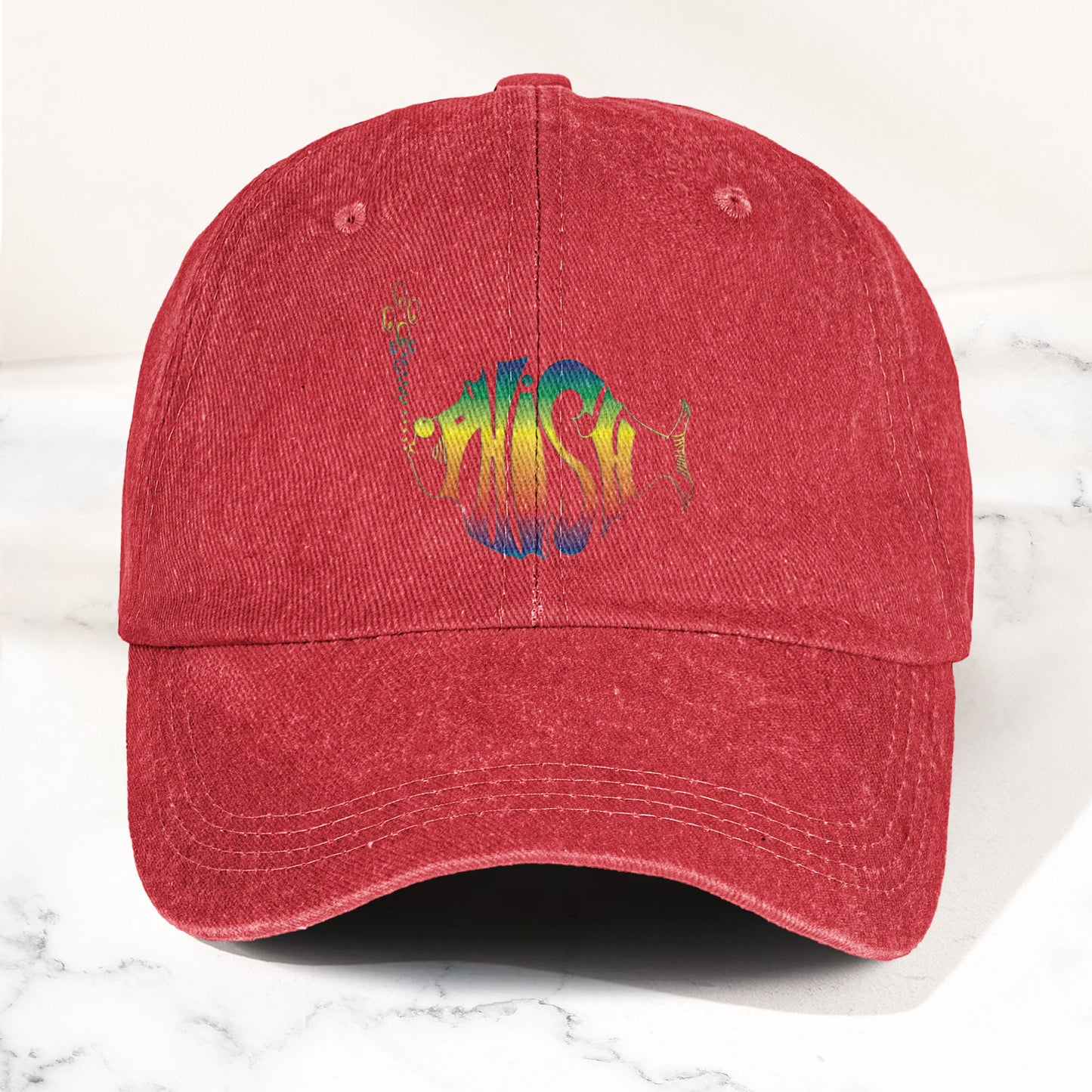 Phish Rainbow Fish Logo Denim Cap – Retro Music Phish Cap Gift For Dad (With Box)