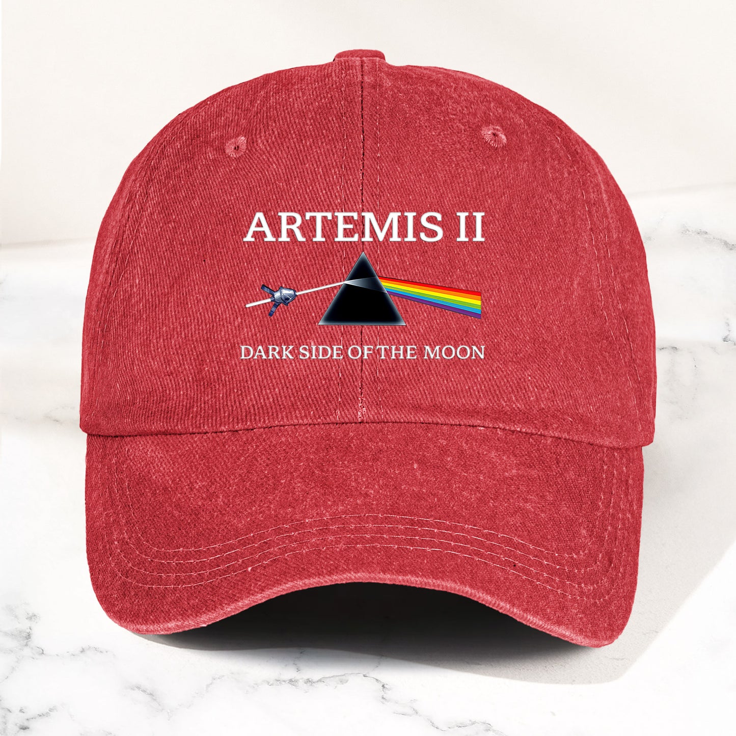 Artemis II Denim Cap – Dark Side of the Moon Inspired Space Dad Hat ( With Box)
