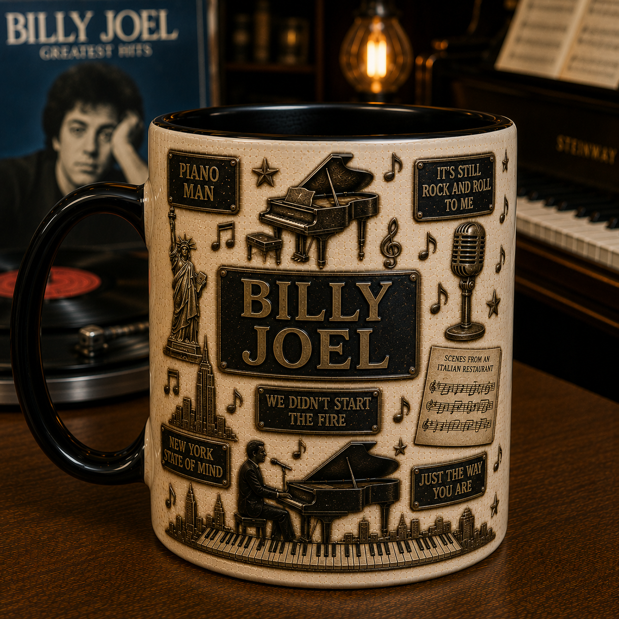 Billy Joel Mug – Piano Man & We Didn’t Start the Fire Coffee Cup, Classic Music Gift for Fans