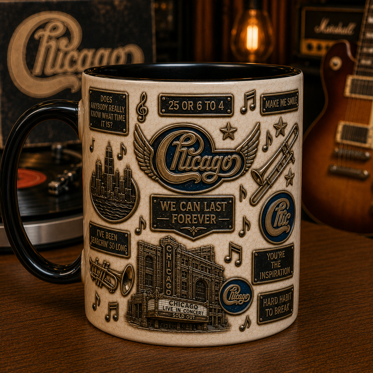 Chicago Band Mug – You're the Inspiration & Saturday in the Park Ceramic Coffee Mug Gift