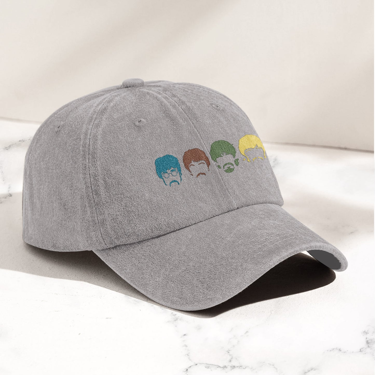 The Fabulous Four Faces Denim Cap – Retro The Beatles Tribute Merch Dad Hat (With Box)