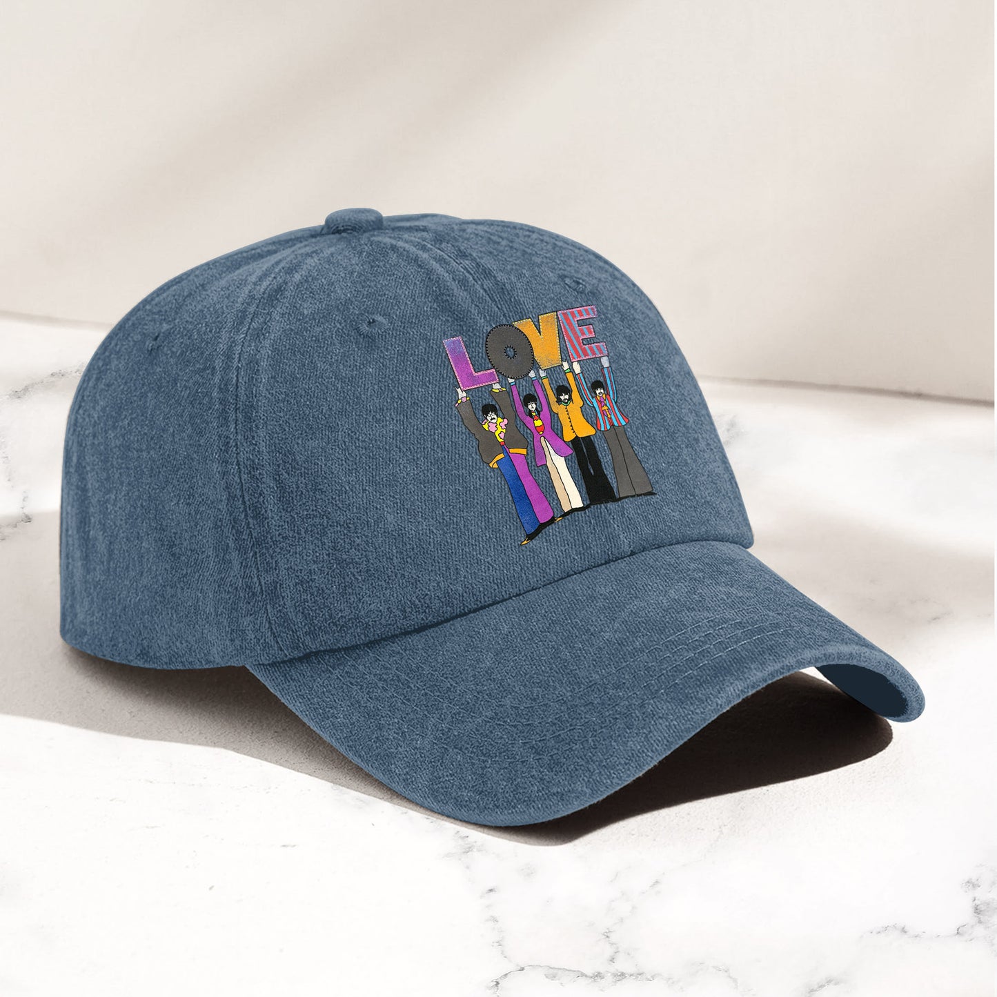 The Beatles Denim Dad Cap – LOVE Album Inspired Design (With BOX)