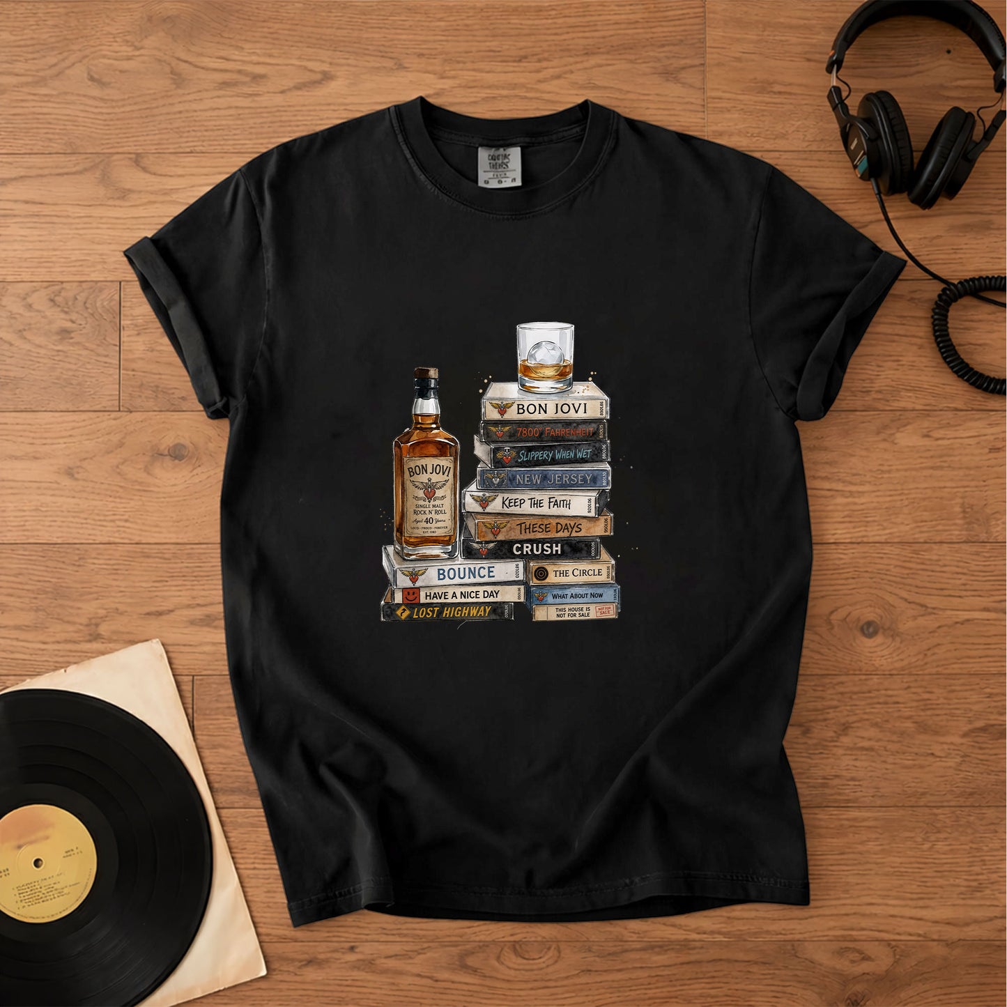 Bon Jovi Cassette Album Collection T-Shirt – Retro Music Bon Jovi Merch Tee