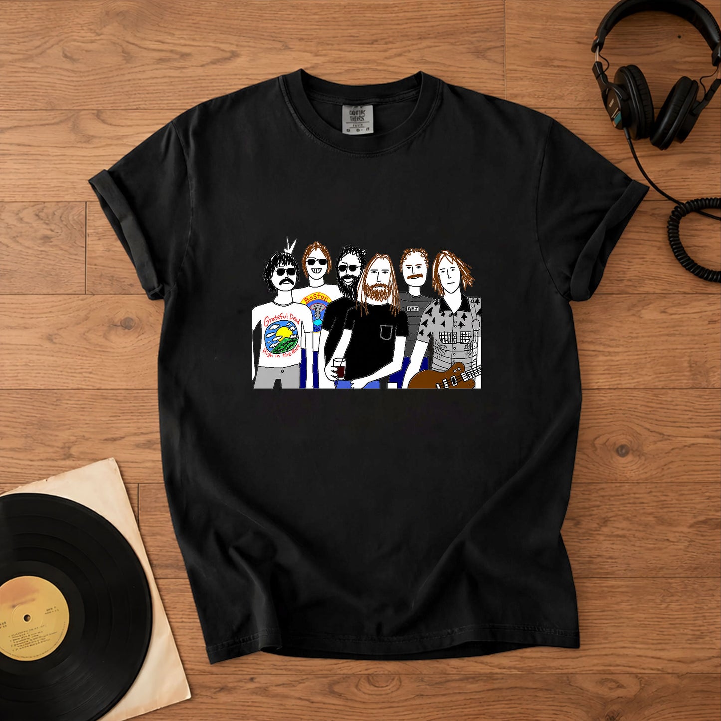Grateful Dead Inspired Band Cartoon Graphic T-Shirt – Retro Rock Music Band Merch Tee