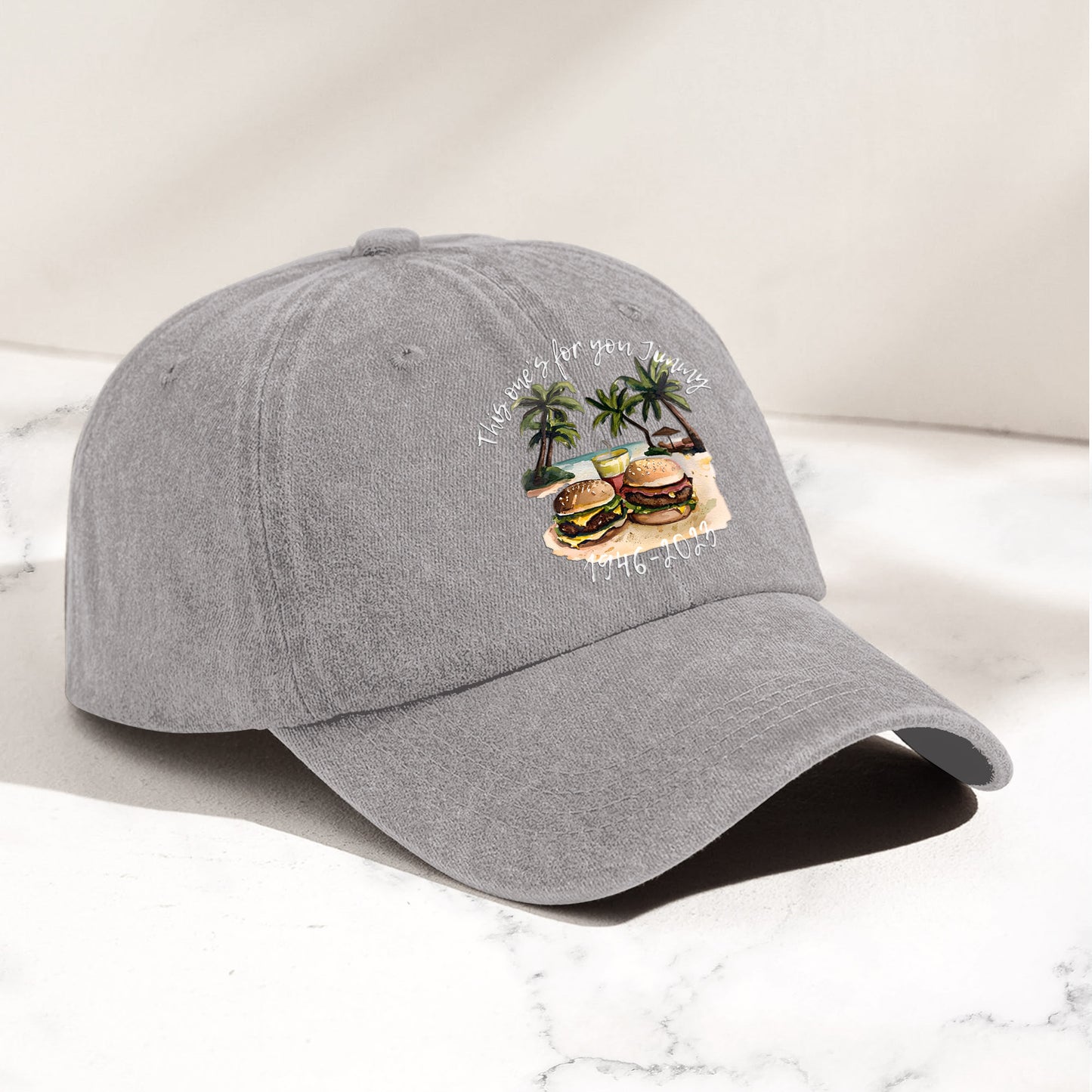 Jimmy Buffett Tribute Denim Dad Cap – "This One’s For You Jimmy" Vintage Hat