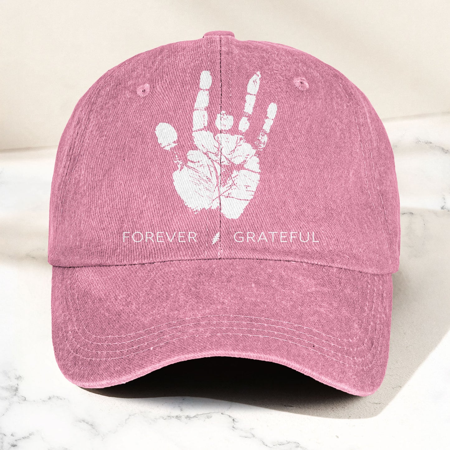 Grateful Dead Denim Cap – “Forever Grateful” Handprint Dad Hat (With Box)