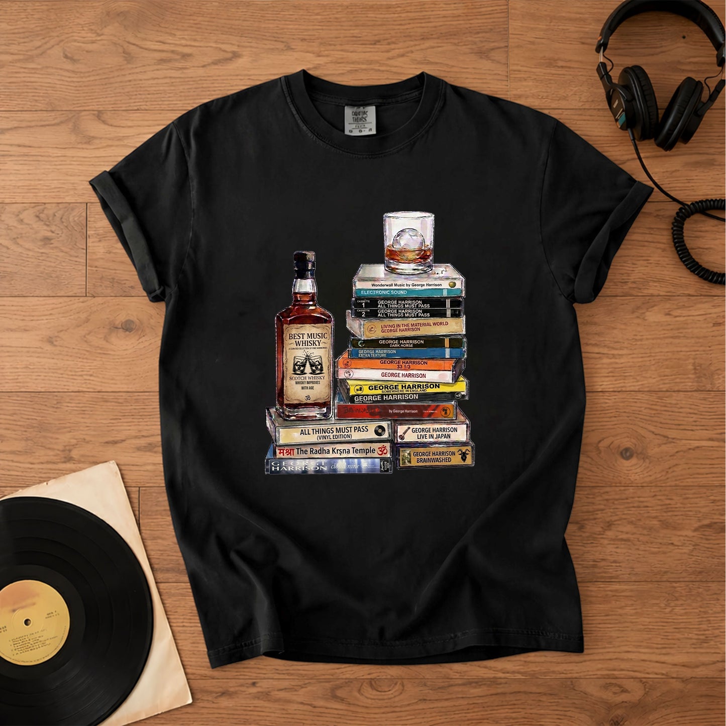 George Harrison Cassette Collection T-Shirt – Retro Music The Beatles Band Merch Tee