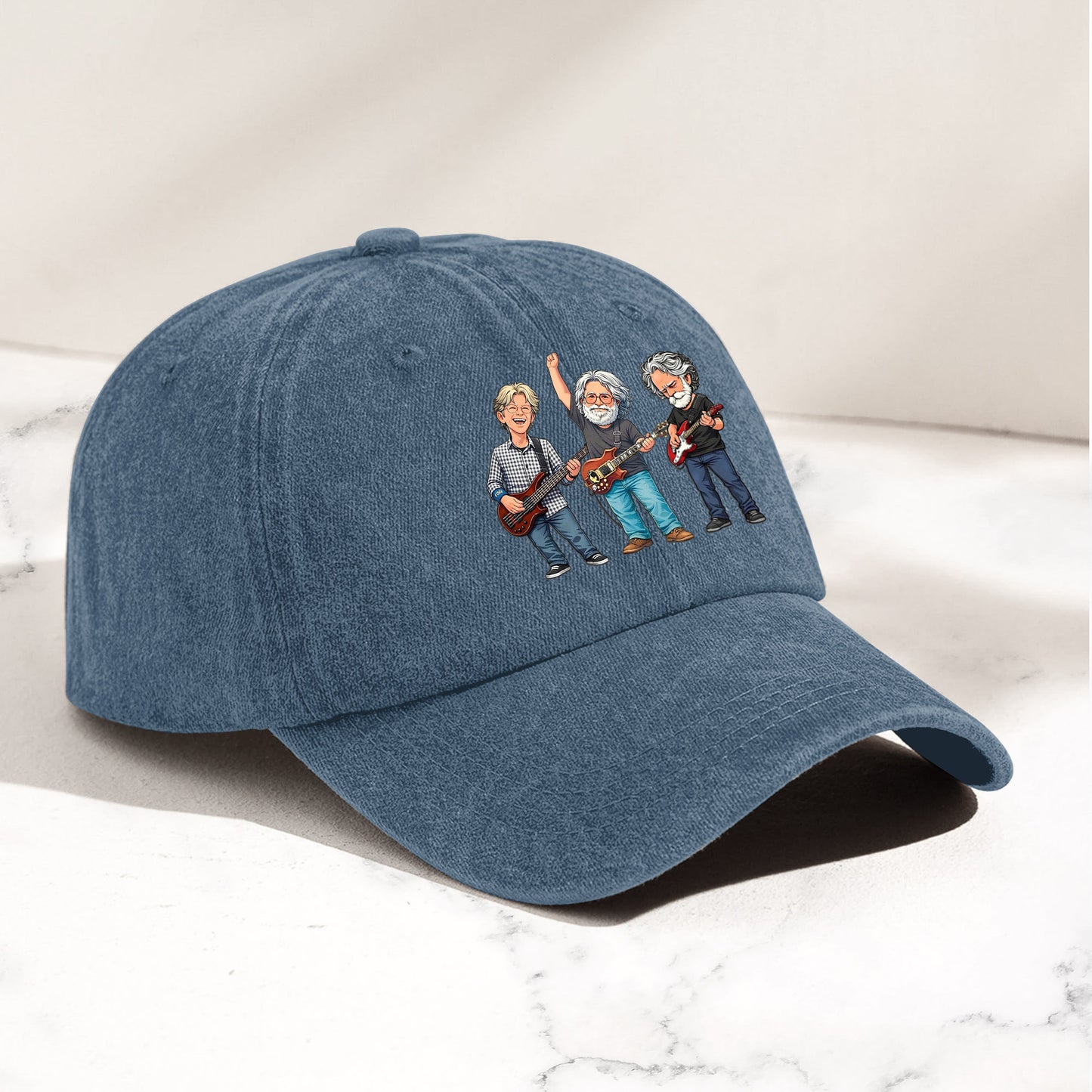 Grateful Dead Denim Dad Cap – Jerry Garcia Band Members Tribute Jam Band Hat (With BOX)