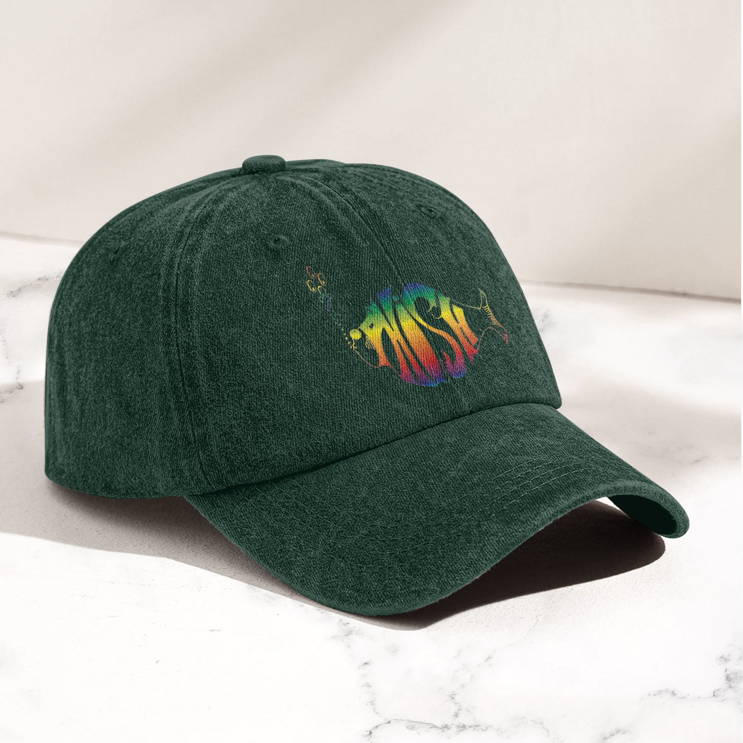 Phish Rainbow Fish Logo Denim Cap – Retro Music Phish Cap Gift For Dad (With Box)