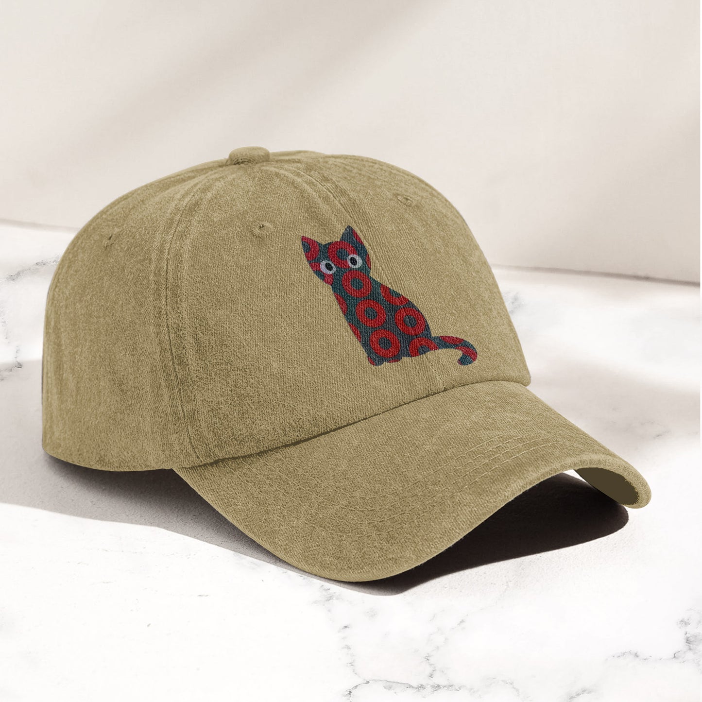 5-PACK Holographic Phish Cat Denim Cap – Retro Music Fan Merch Cap Gift For Dad (With Box)