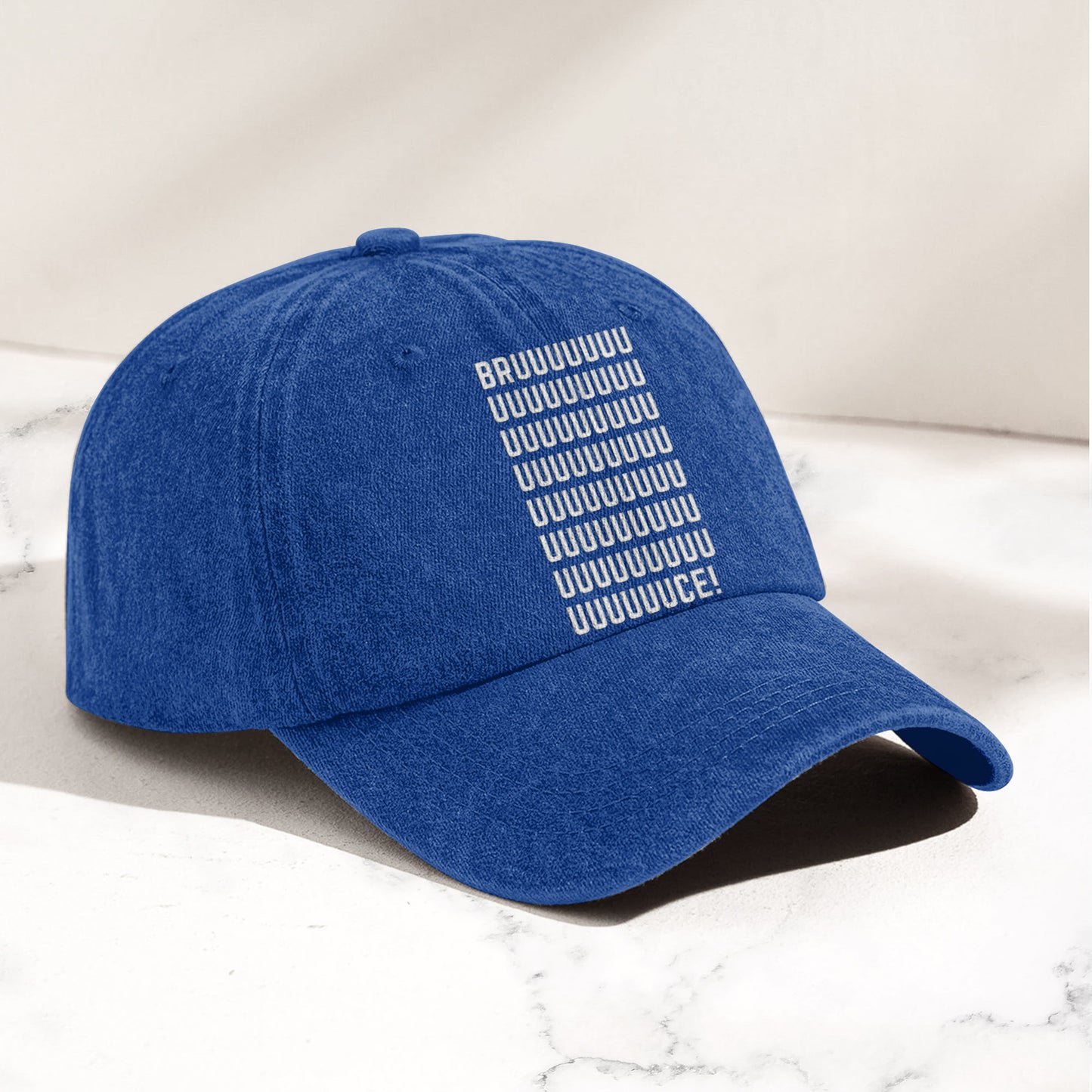 Bruce Springsteen BRUUUUCE! Text Denim Cap – Retro Rock Music Fan Cap (With Box)