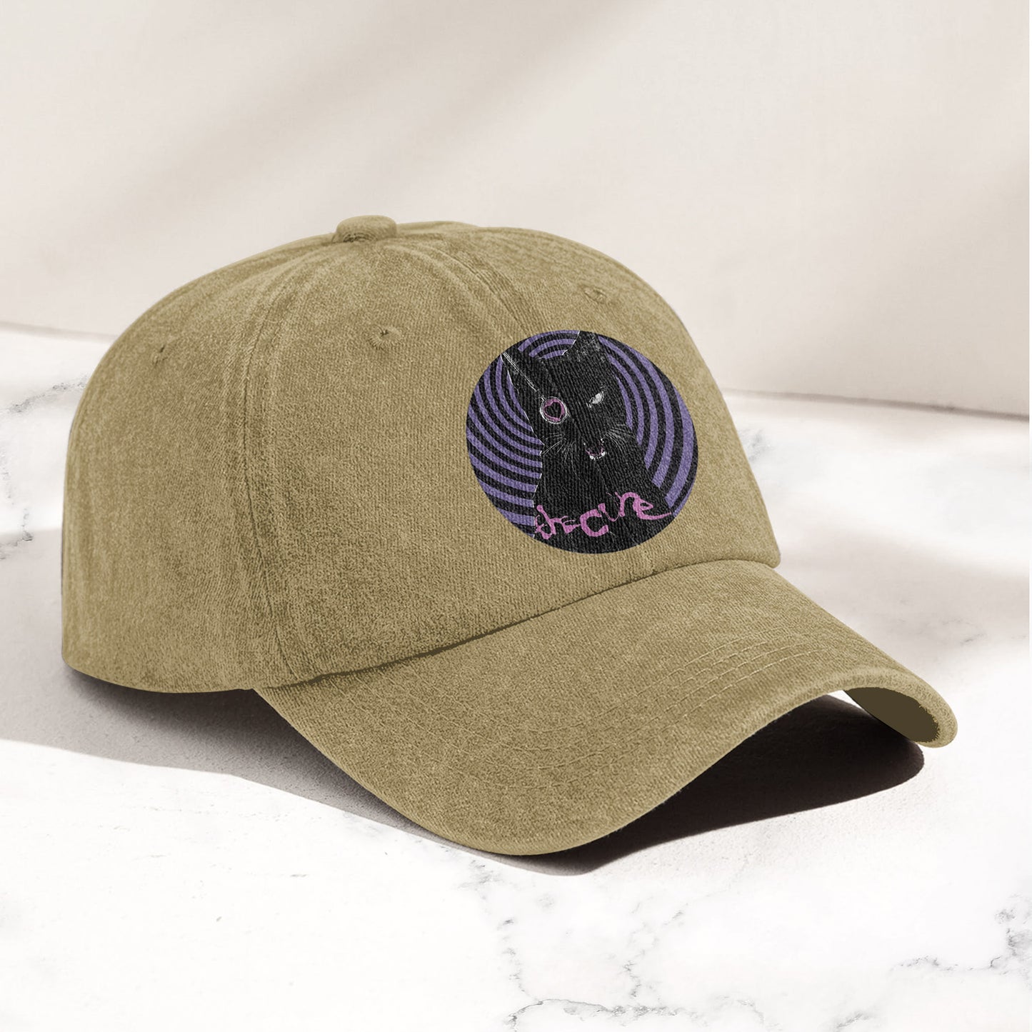 The Cure Black Cat Denim Cap – Retro The Cure Tribute Merch Dad Hat (With Box)