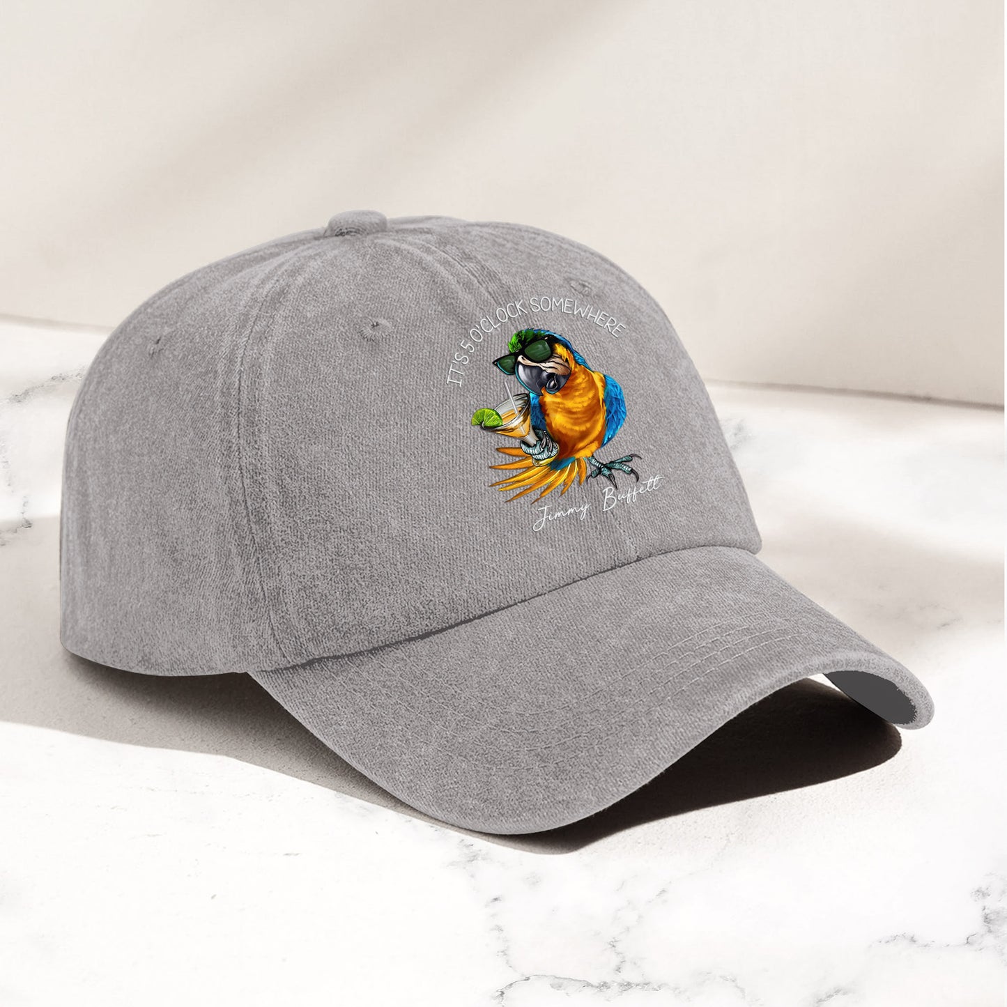 Jimmy Buffett "It's 5 O’Clock Somewhere" Denim Dad Cap – Vintage Tropical Hat
