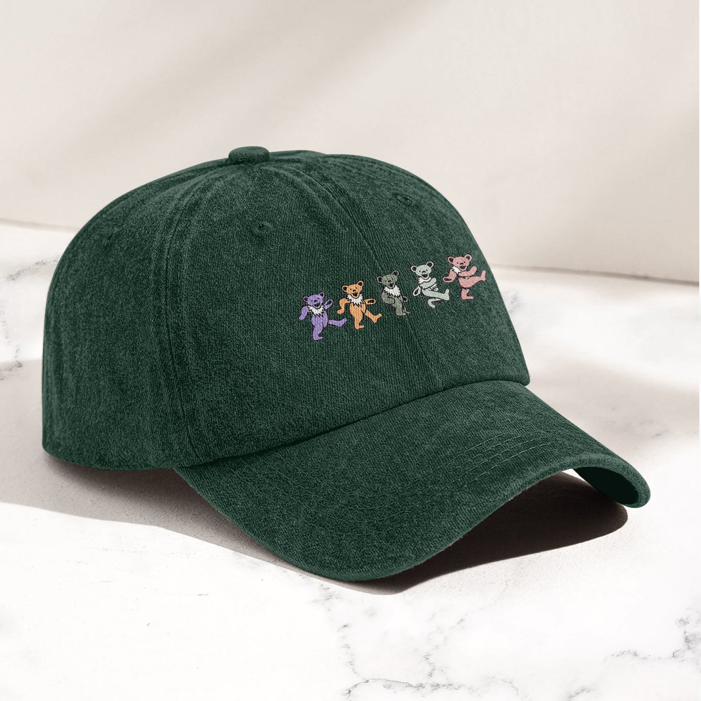Grateful Dead Pastel Dancing Bears Denim Cap – Vintage Music Grateful Dead Merch Gift for Dad (With Box)