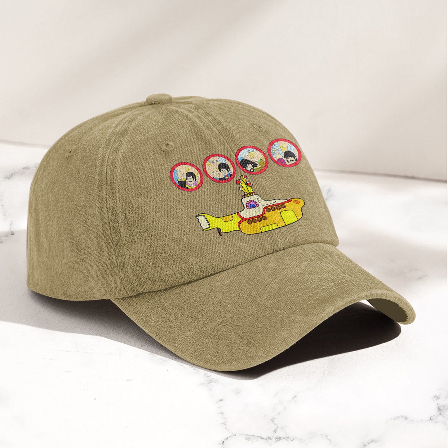 Yellow Submarine from The Beatles 1968 Cartoon Film Denim Cap – Retro Music Fan Concert Cap Gift For Dad (With Box)