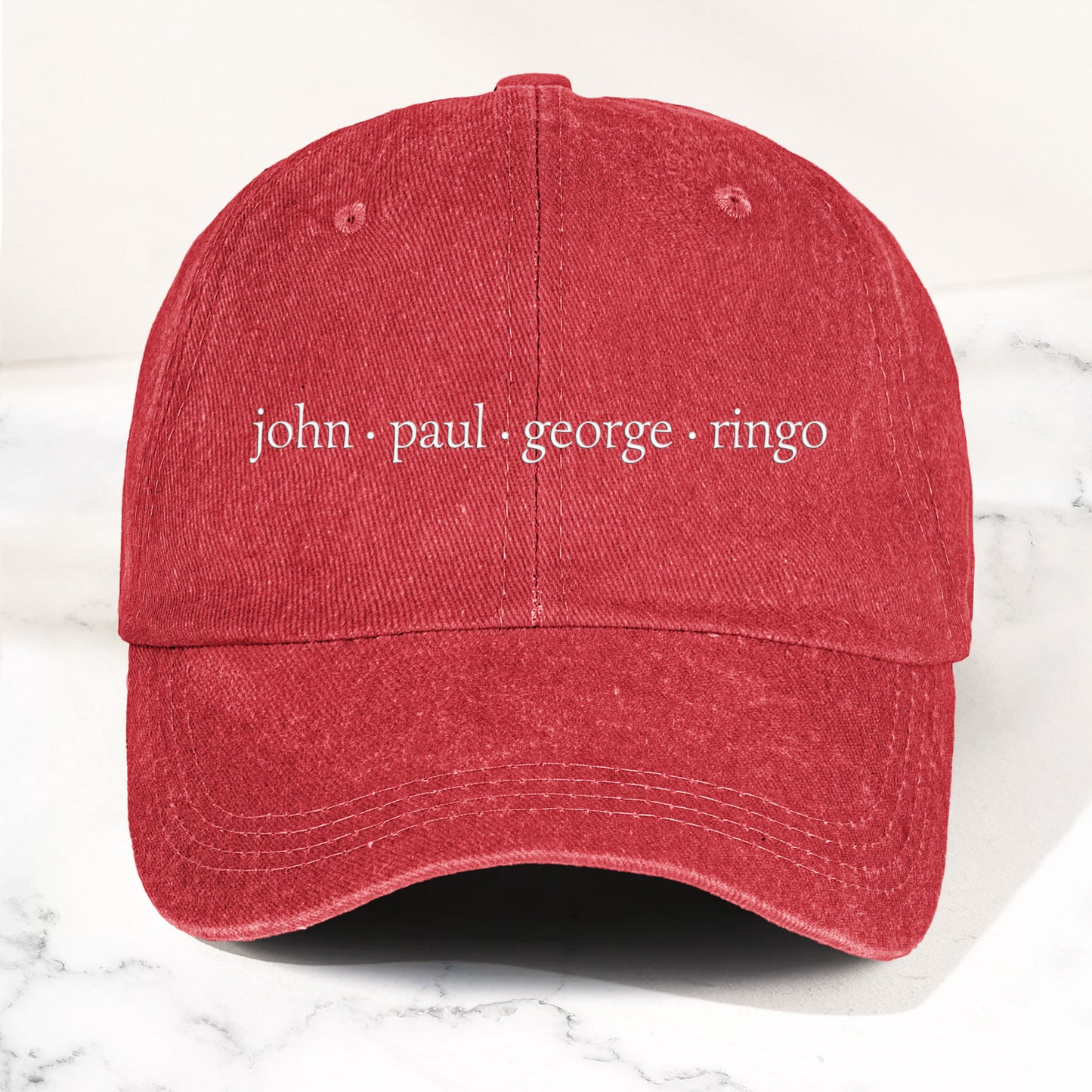 John Paul George Ringo Denim Cap – Minimalist Beatles Dad Hat Gift ( With Box)