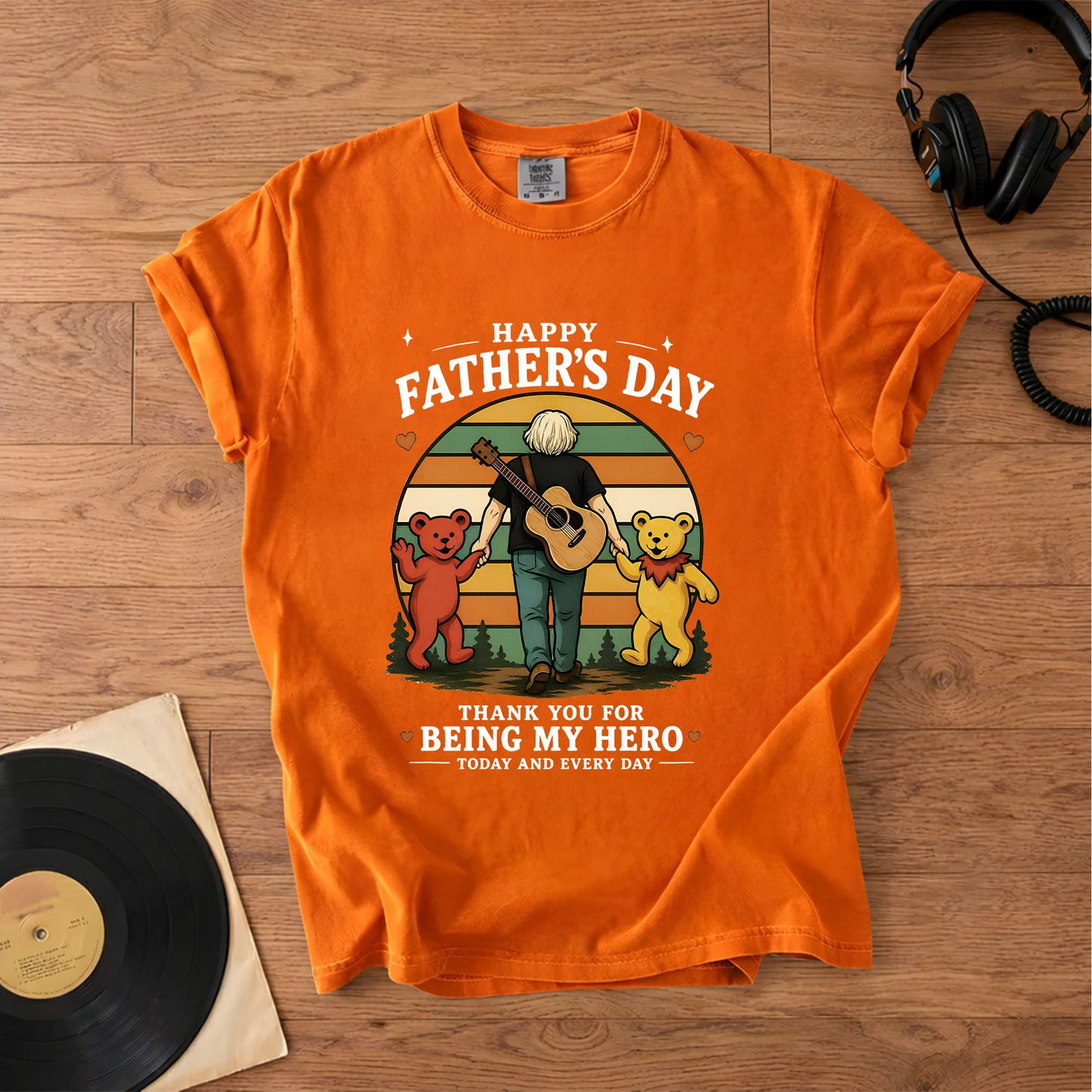 Father’s Day "My Hero" Graphic T-Shirt – Retro Music Grateful Dead Inspired Gift For Dad Tee