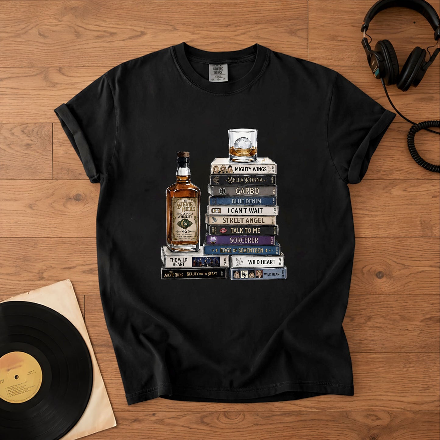 Stevie Nicks Cassette Album Collection Vintage T-Shirt – Retro Rock Music Stevie Nicks Merch Tee