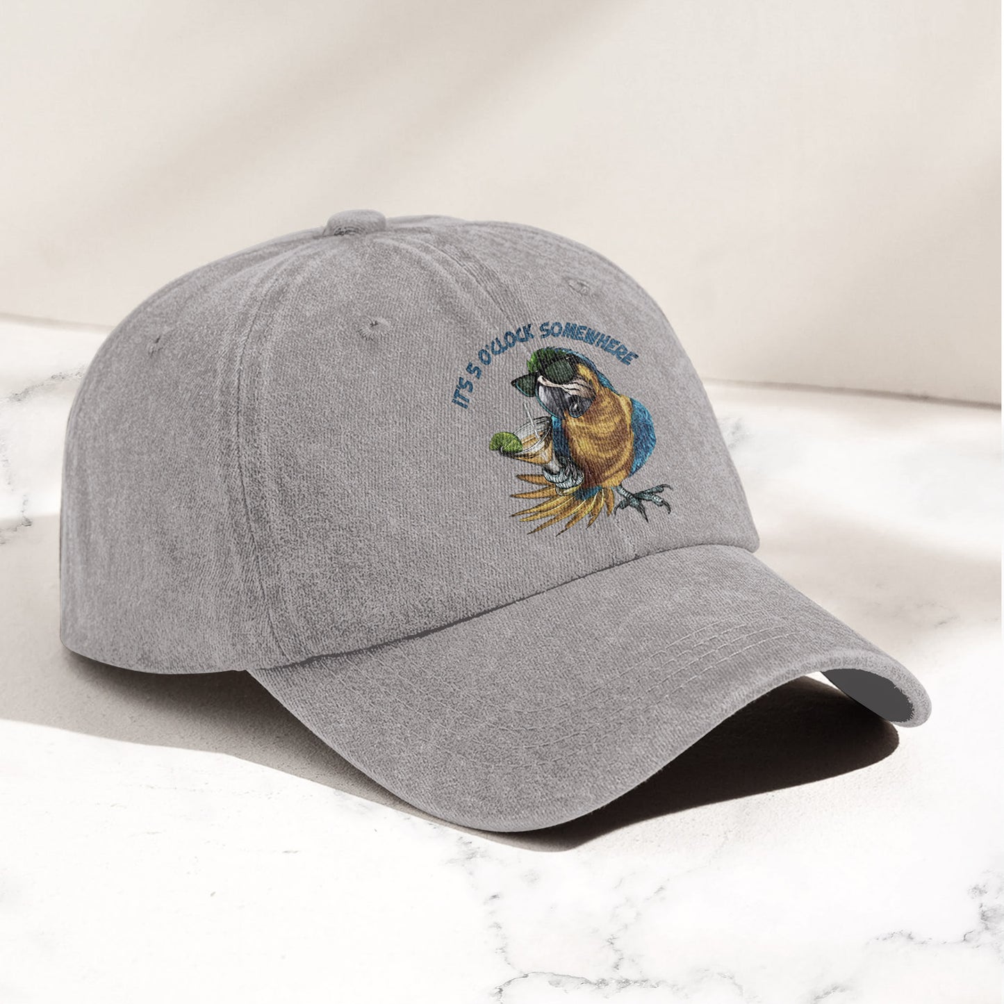 It's 5 O'Clock Somewhere Denim Cap – Retro Jimmy Buffett Tribute Dad Baseball Cap (With Box)