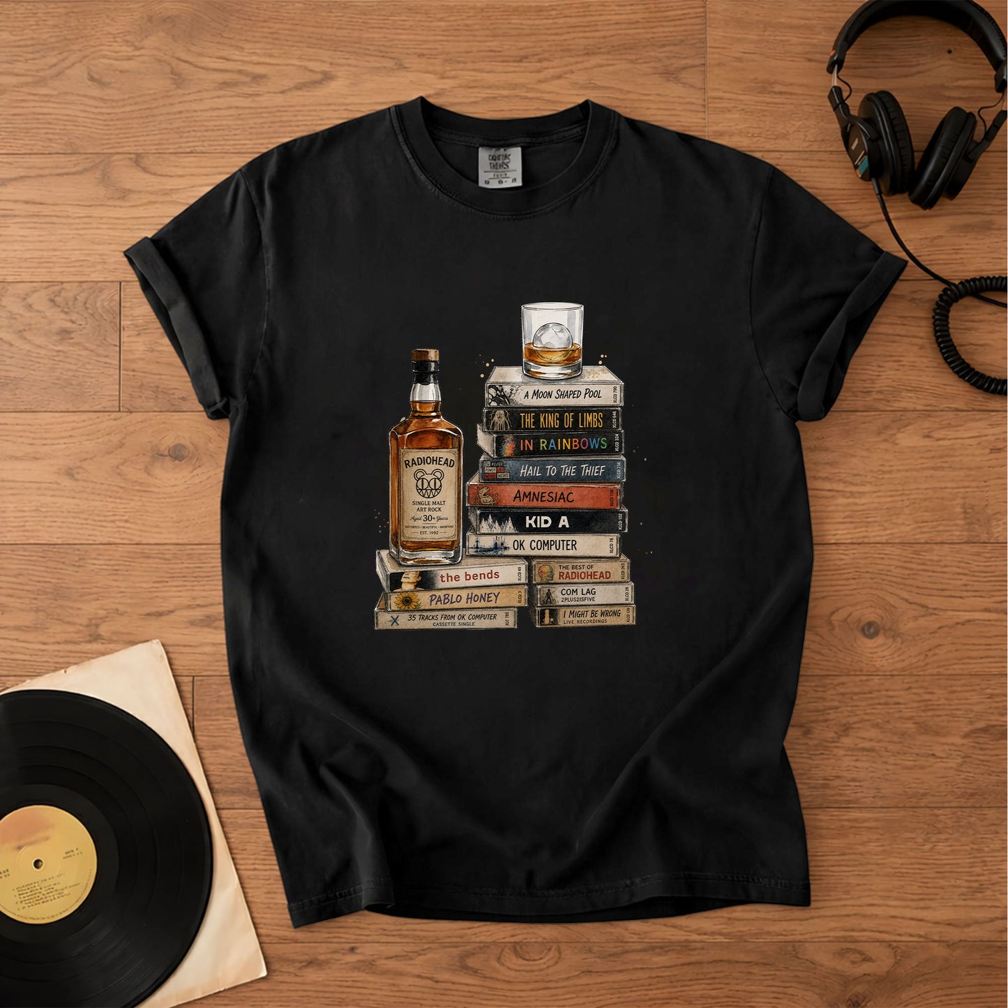 Radiohead Cassette Album Collection Vintage T-Shirt – Retro Rock Music Radiohead Merch Tee