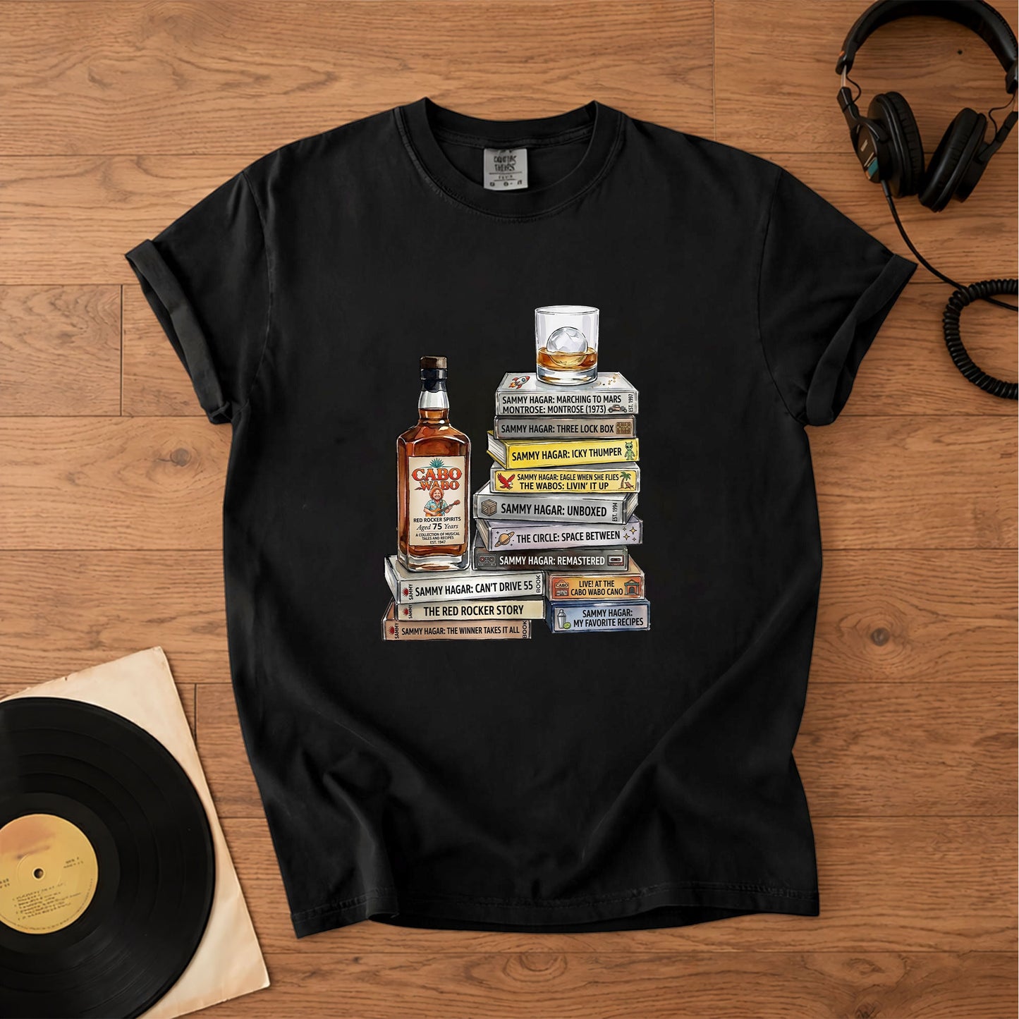 Sammy Hagar Cassette Album Collection T-Shirt – Retro Rock Music Merch Tee
