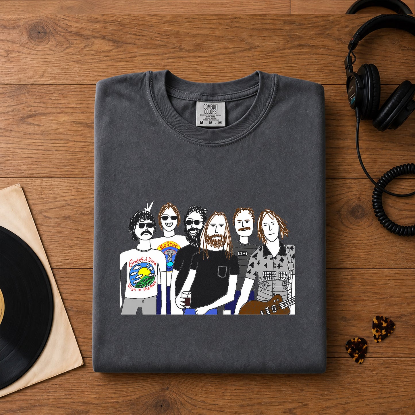 Grateful Dead Inspired Band Cartoon Graphic T-Shirt – Retro Rock Music Band Merch Tee