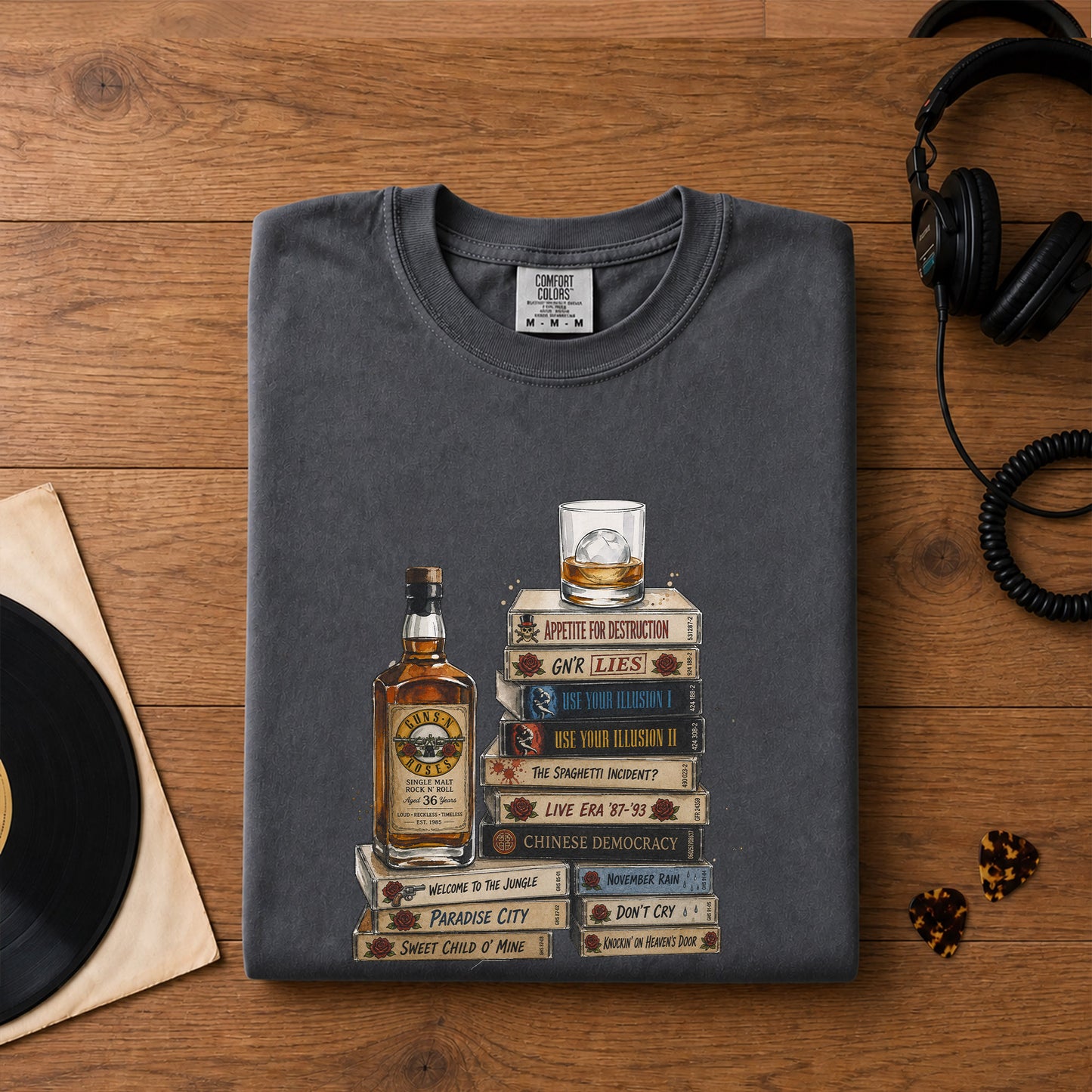 Guns N' Roses Cassette Album Collection T-Shirt – Retro Music Guns N' Roses Merch Tee