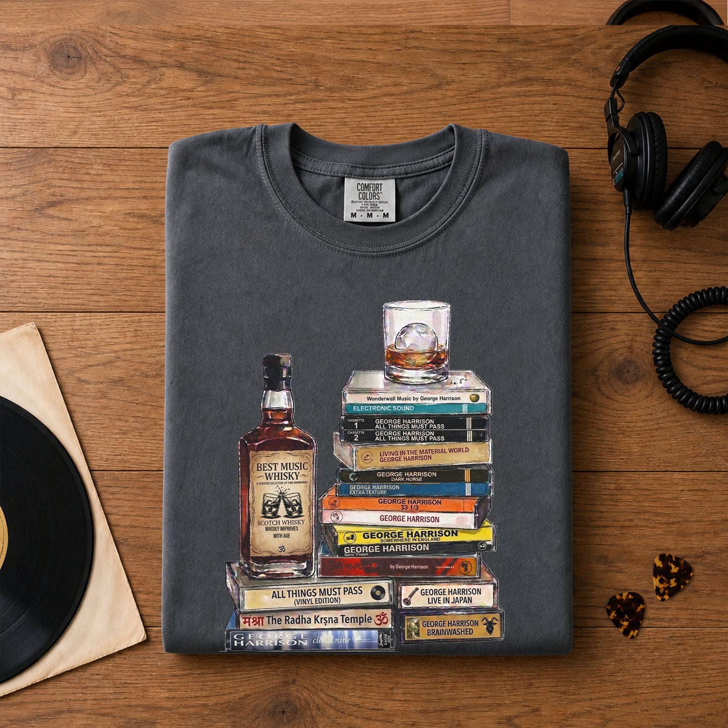 George Harrison Cassette Collection T-Shirt – Retro Music The Beatles Band Merch Tee