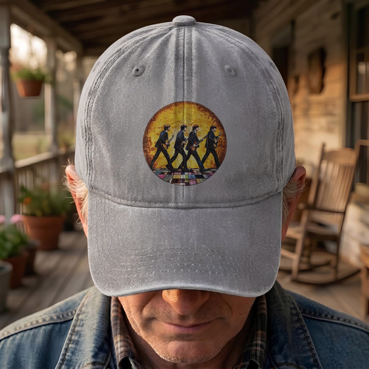 The Beatles Retro Crossing Album Art Sun Catcher Denim Cap – Iconic Album Design ( With BOX)