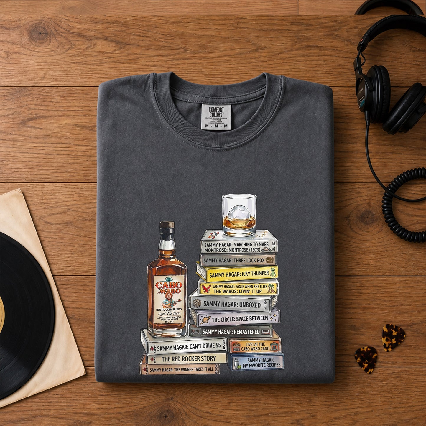 Sammy Hagar Cassette Album Collection T-Shirt – Retro Rock Music Merch Tee