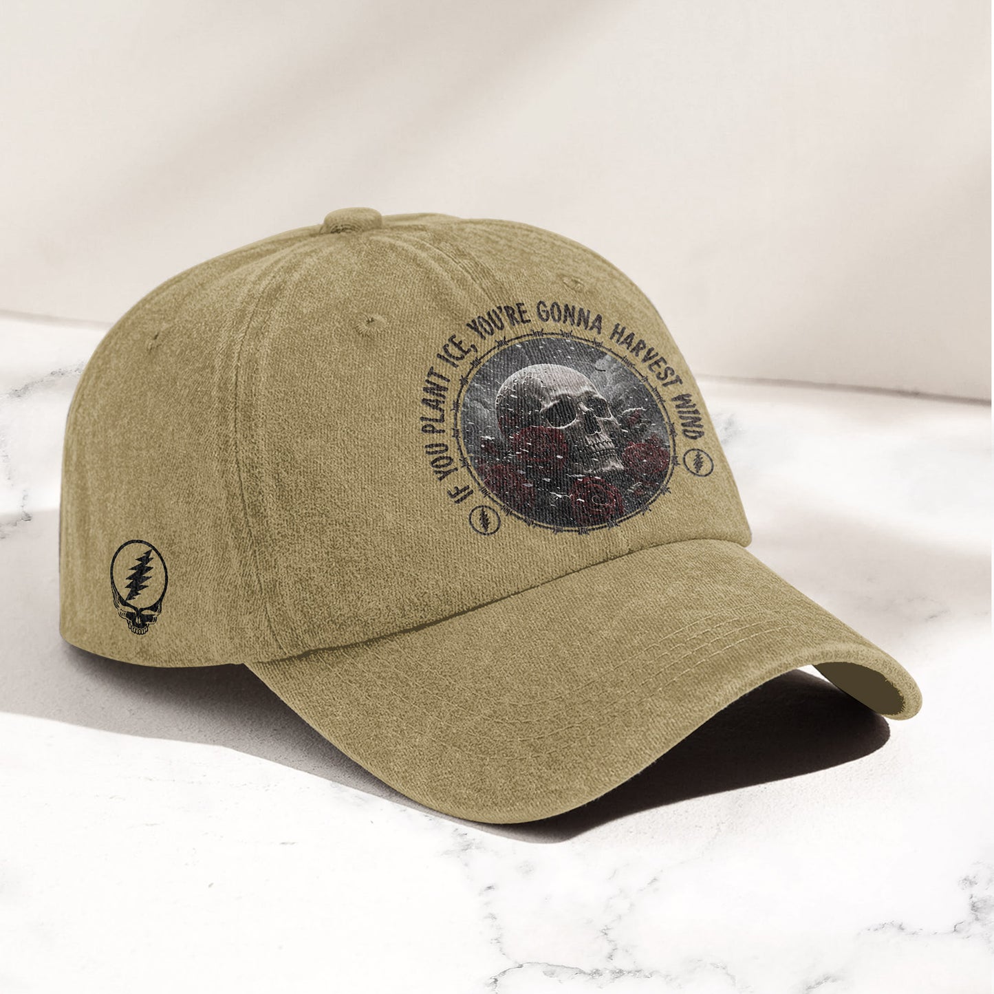 Grateful Dead Skull Franklin's Tower Lyrics Vintage Denim Cap – Retro Dad Cap (With Box)