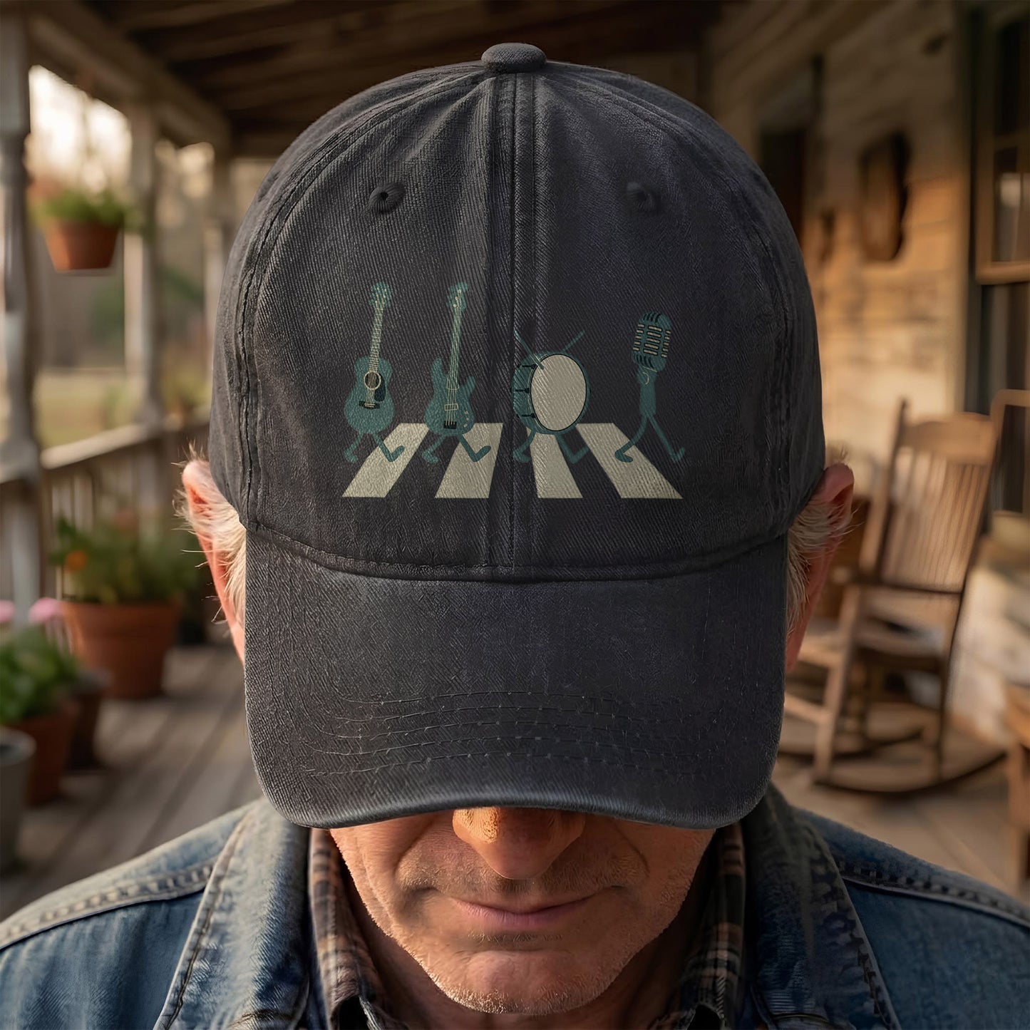 The Beatles Music Instruments Abbey Road Style Parody Vintage Denim Cap – Retro Music Band Cap Gift For Dad (With Box)