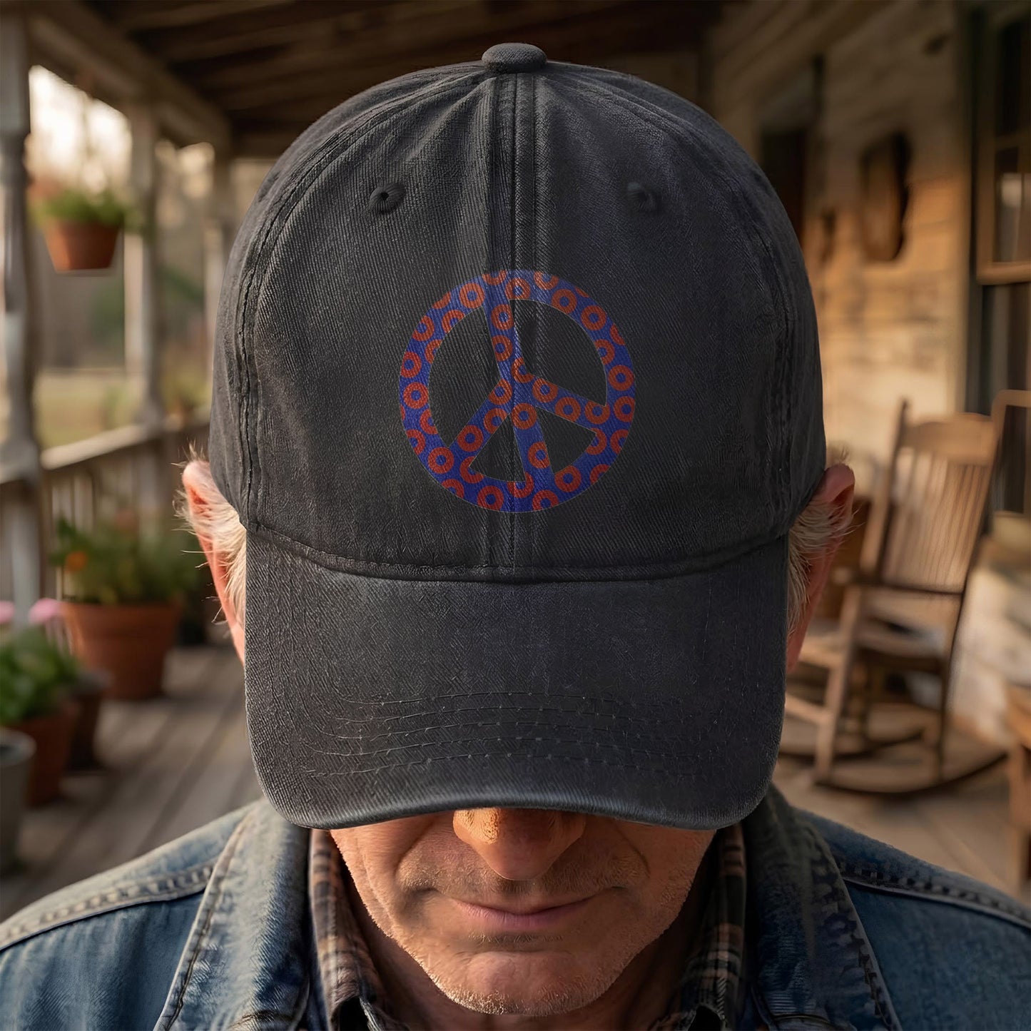 Phish Donut Peace Sign Denim Cap – Retro Music Phish Cap Gift For Dad (With Box)