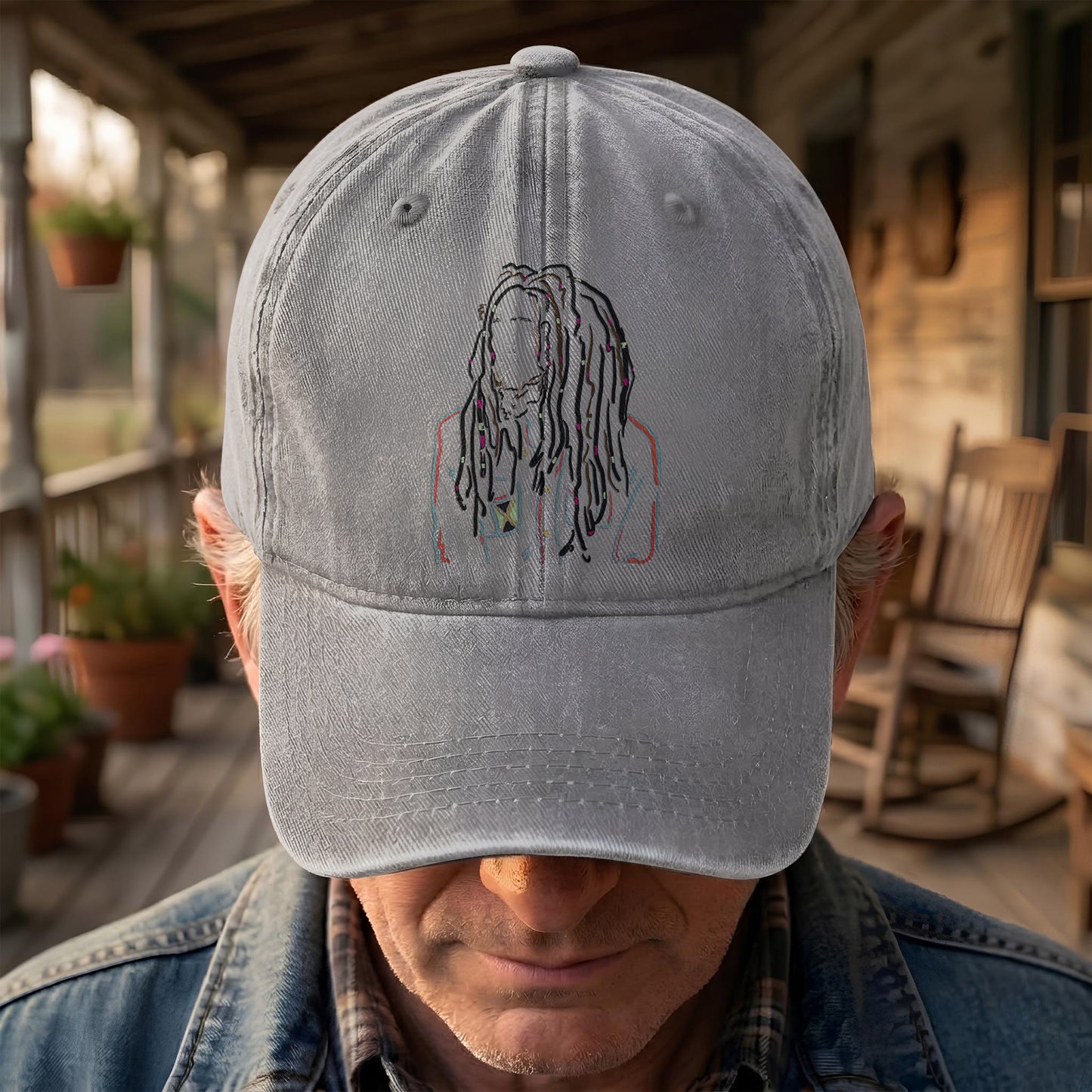 Bob Marley Portrait Casual Denim Cap – Retro Music Fan Concert Cap Gift For Dad (With Box)