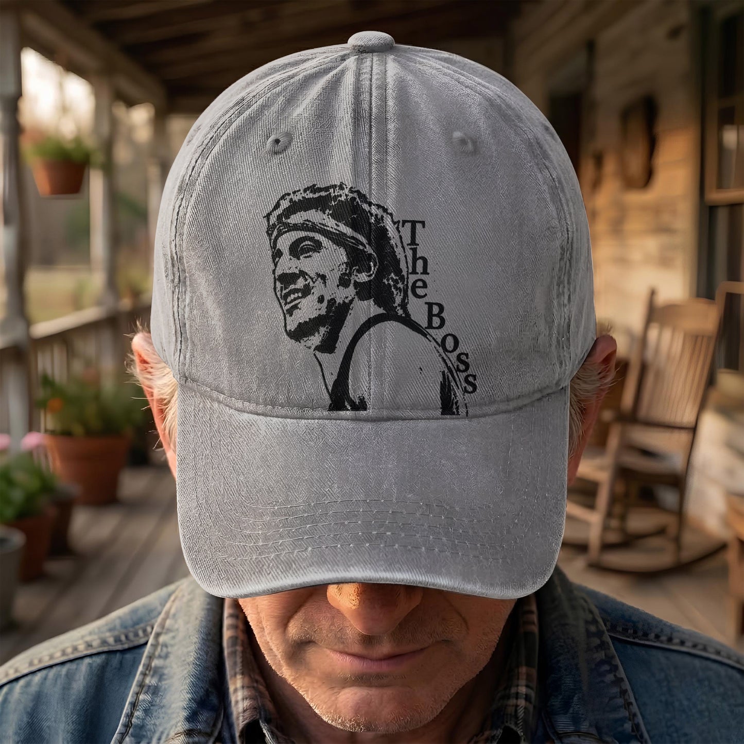 The Boss Bruce Springsteen Portrait Denim Cap – Retro Music Fan Merch Cap Gift For Dad (With Box)