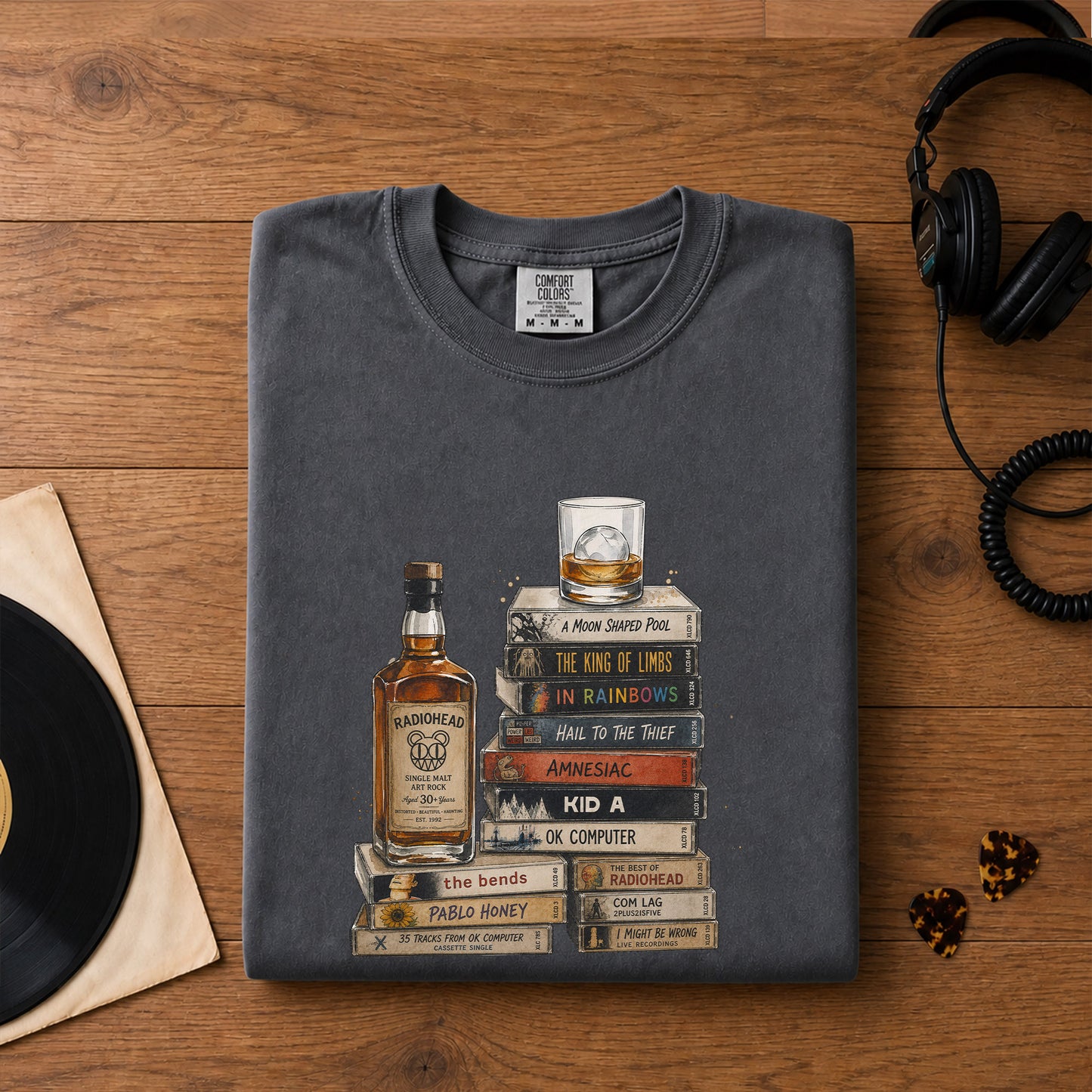 Radiohead Cassette Album Collection Vintage T-Shirt – Retro Rock Music Radiohead Merch Tee
