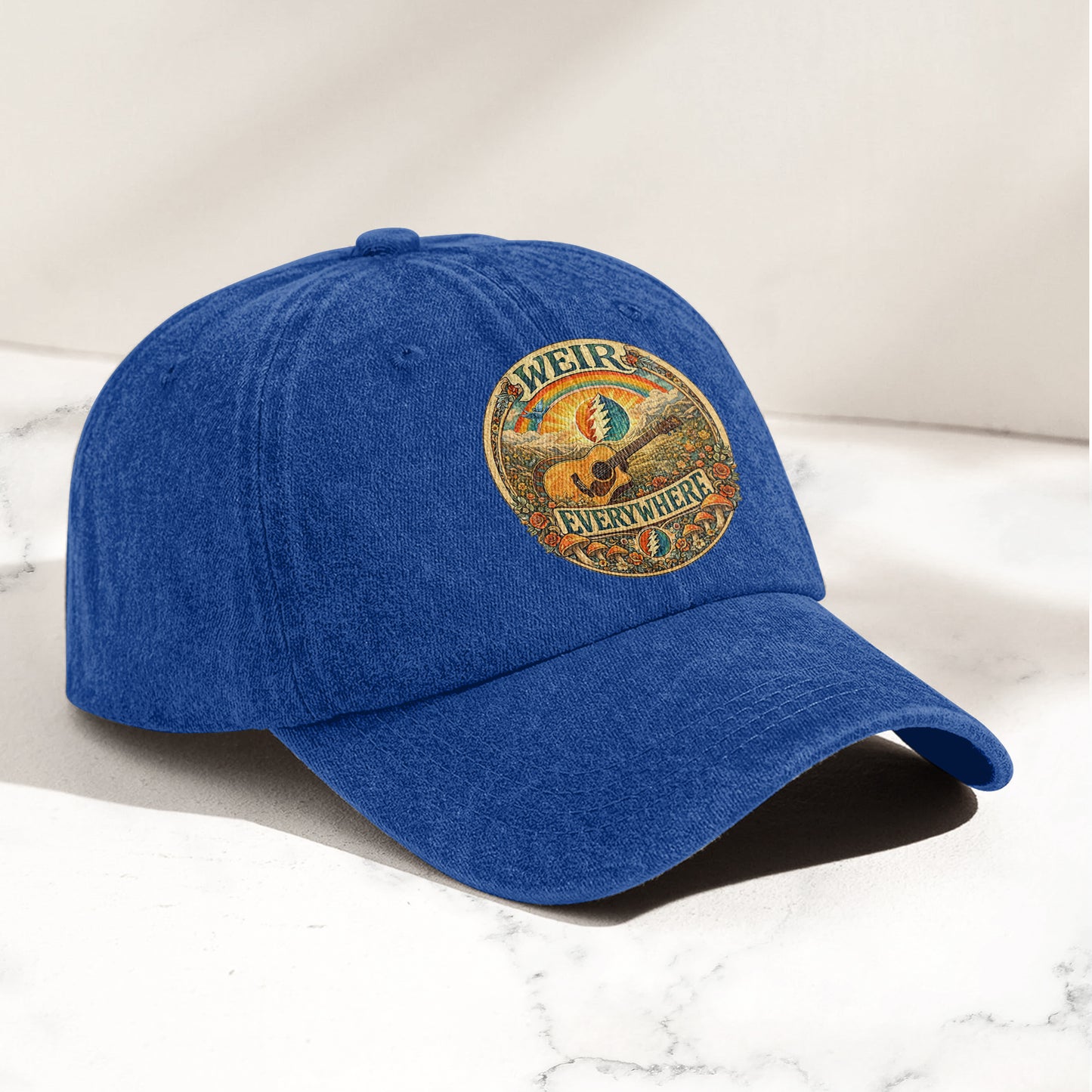 Grateful Dead Bob Weir Everywhere Acoustic Guitar Denim Cap – Retro Vintage Dad Cap Gift For Dad (With Box)