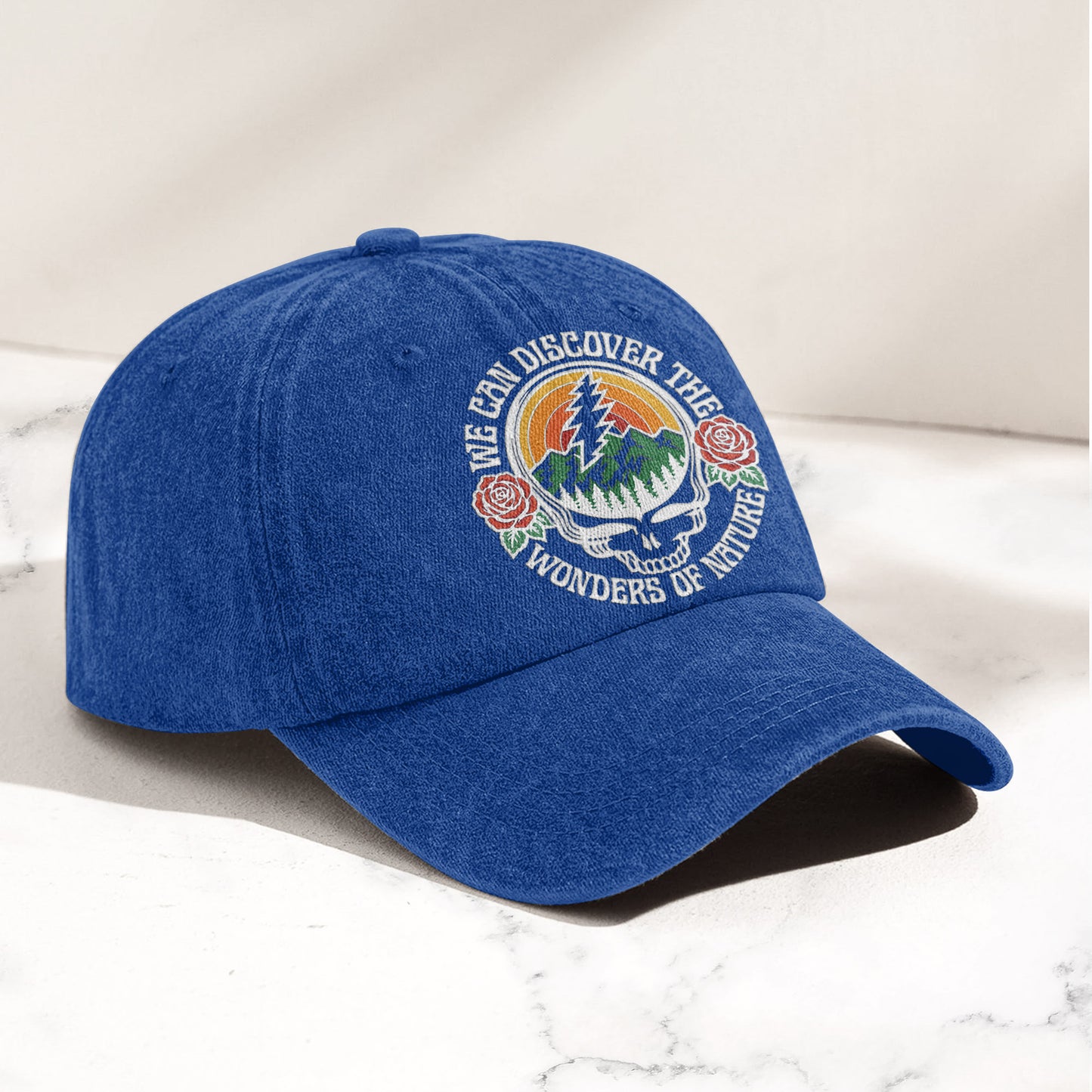Grateful Dead We Can Discover The Wonders of Nature Skull And Rose Denim Cap – Retro Vintage Dad Cap Gift For Dad (With Box)