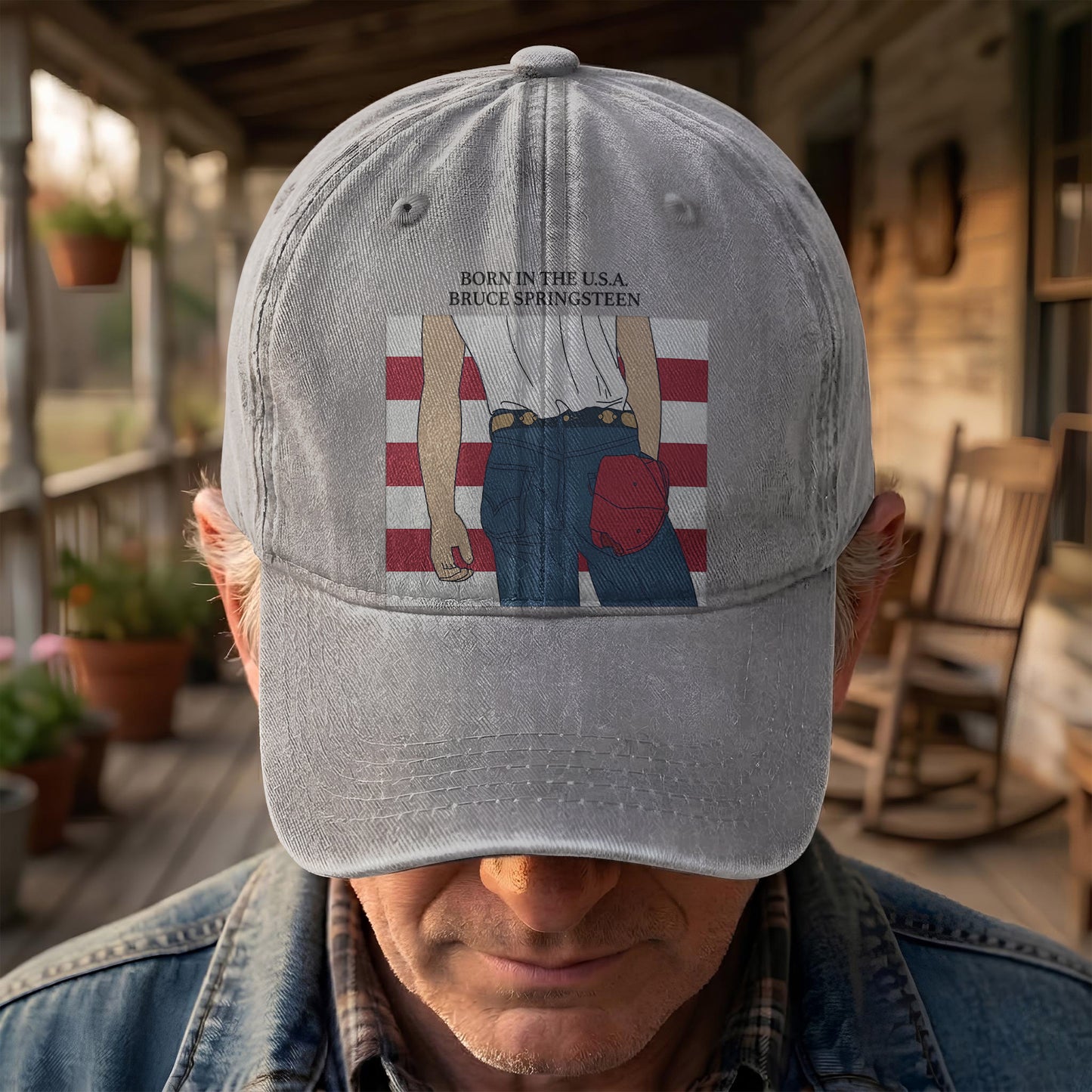 Born in the U.S.A  Bruce Springsteen Denim Cap – Retro Music Fan Merch Cap Gift For Dad (With Box)