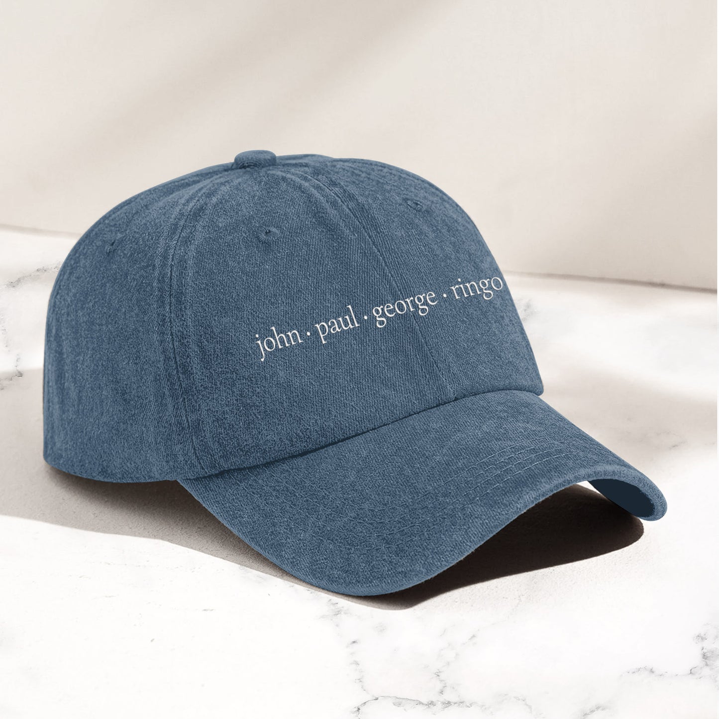 John Paul George Ringo Denim Cap – Minimalist Beatles Dad Hat Gift ( With Box)