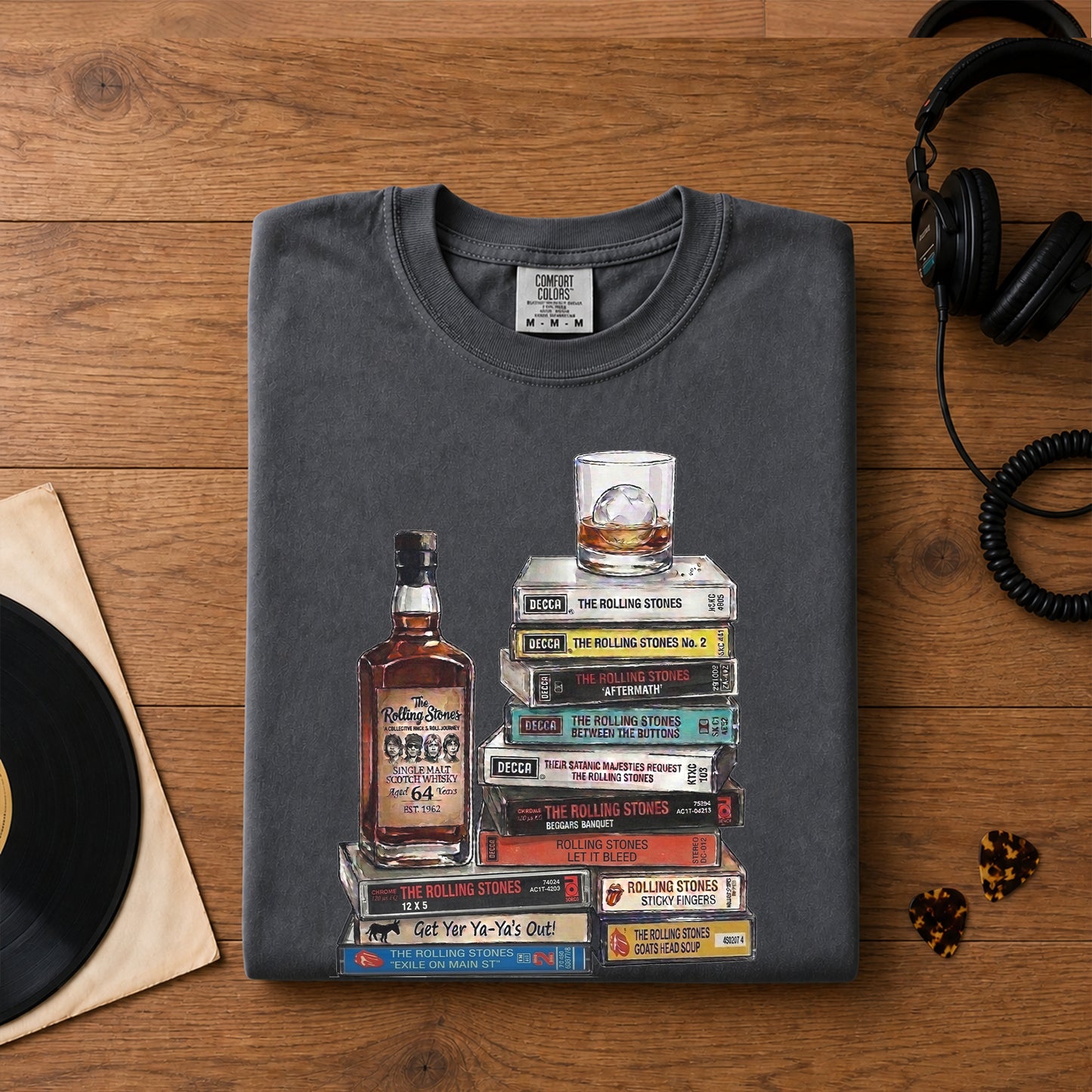 The Rolling Stones Cassette Collection T-Shirt – Retro Music The Rolling Stones Band Merch Tee