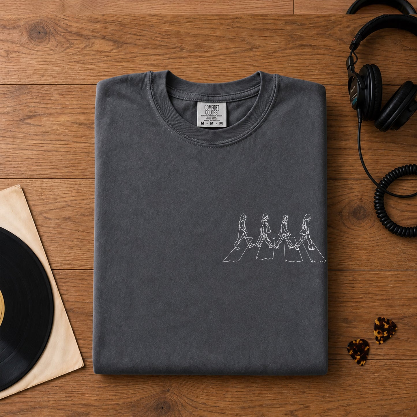 The Beatles-Inspired Abbey Road Embroidered 2D T-Shirt – Retro Music Band Merch Tee